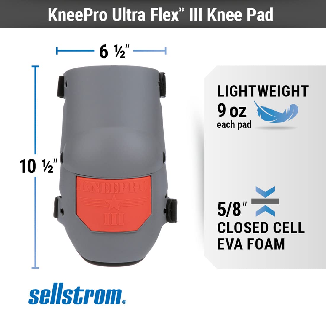 Sellstrom Ultra Flex III KneePro 护膝用于建筑、地板、屋顶 - 专业重型 - 适合男士和女士，橙色/灰色