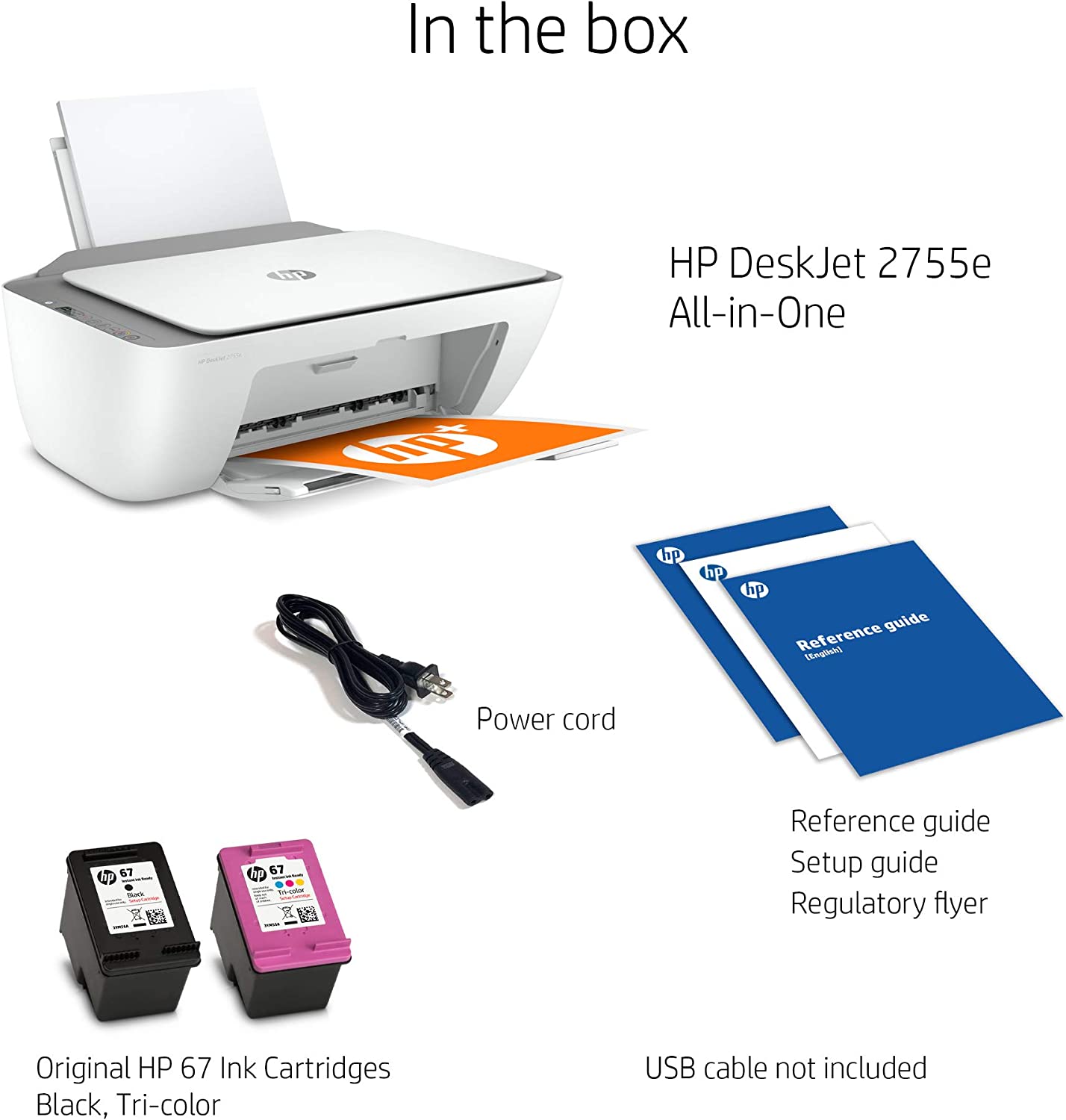 HP DeskJet 2755e 无线彩色一体机打印机，赠送 6 个月即时墨水 (26K67A)