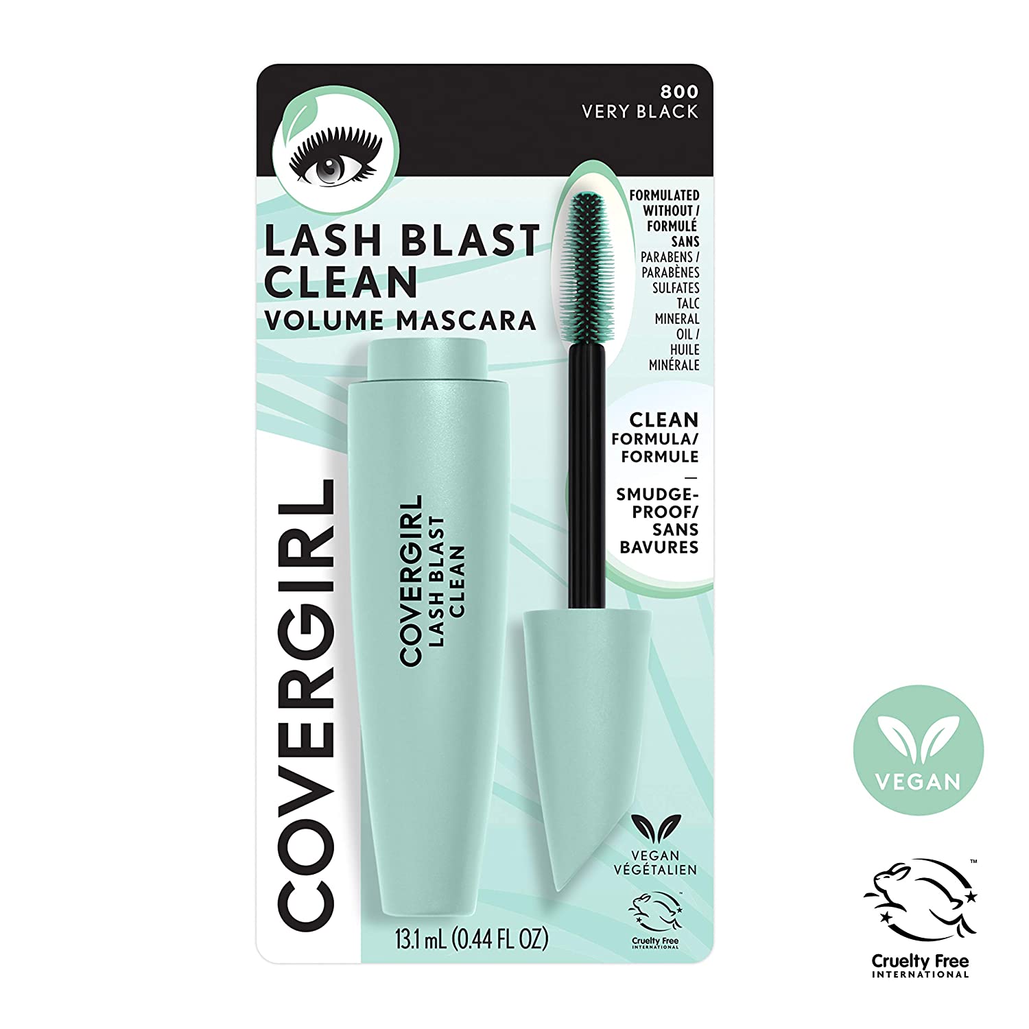 COVERGIRL Lash Blast Clean Volume 睫毛膏，非常黑，0.44 液体盎司，1 支装