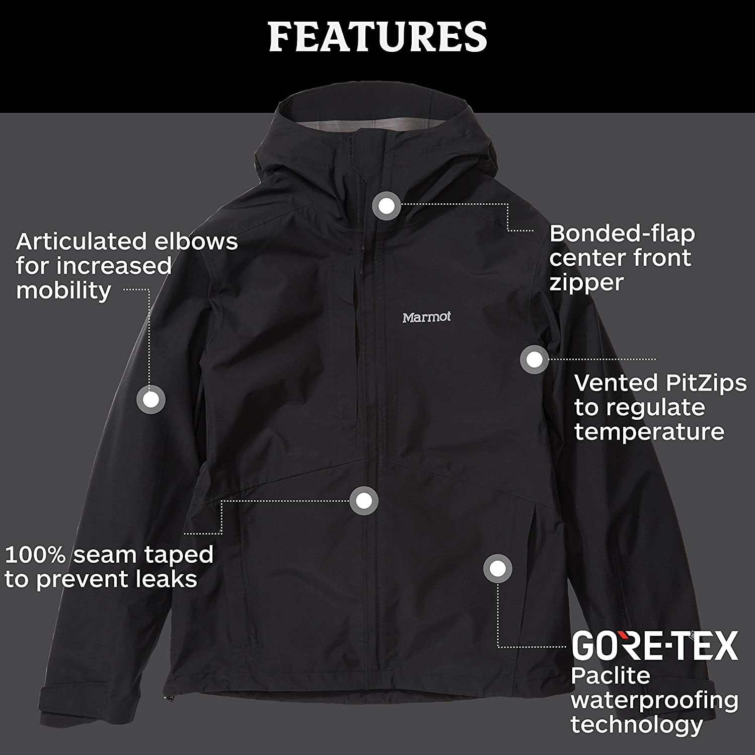 Marmot 男式简约 GoreTex 防水防雨夹克
