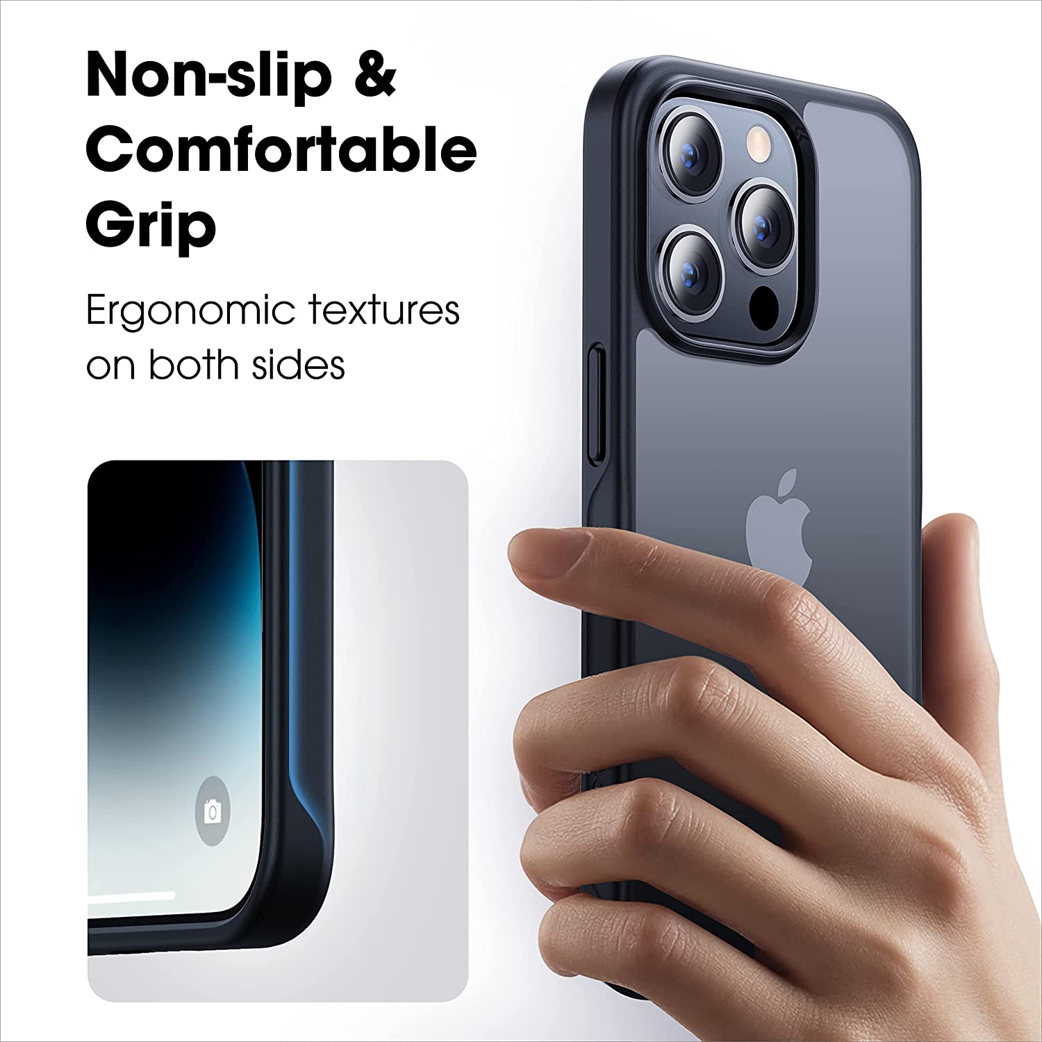 CASEKOO 极简主义全新哑光防震 iPhone 14 Pro Max 手机壳 [零污工艺][10 英尺军用级保护] 保护性半透明背面防滑女士男士 iPhone 14 Pro Max 手机壳，黑色