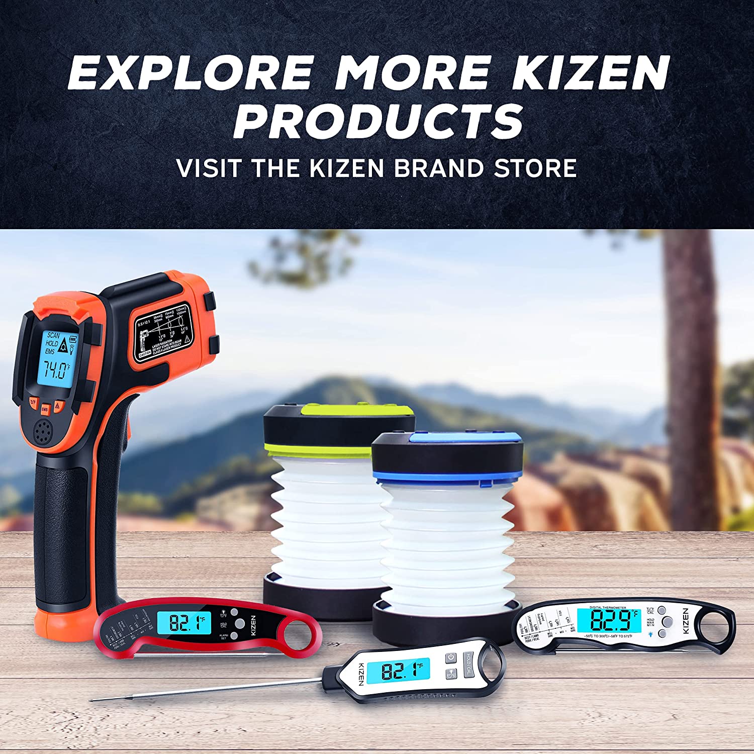 KIZEN 红外线温度计枪 (LaserPro LP300) - 用于烹饪、披萨烤箱、烤架和发动机的手持式加热温度枪 - 激光表面温度读取器 -58F 至 1112F - 不适用于人类