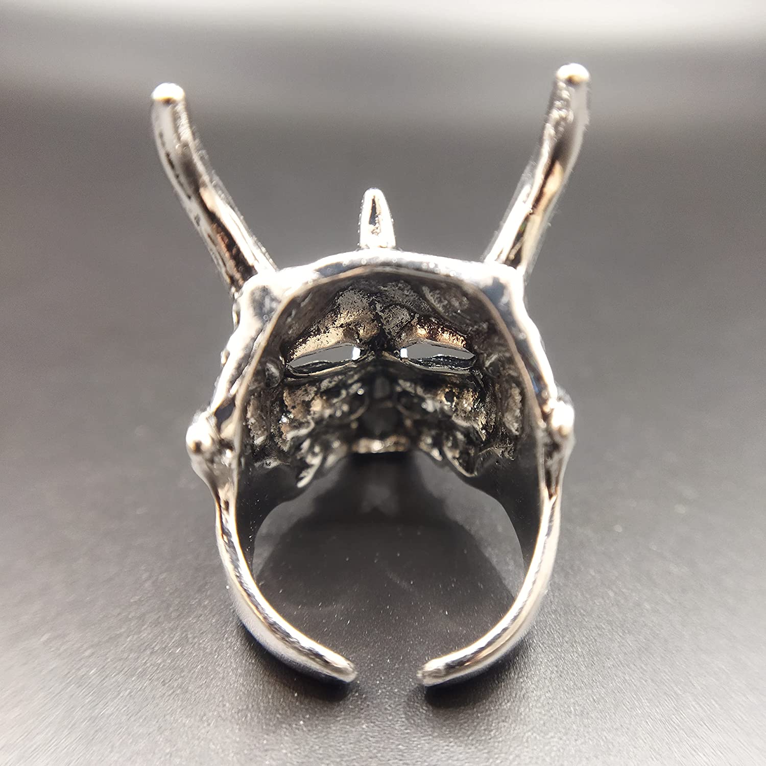 可调节开口 Oni Samurai Rakshasa Mask Prajna Ring Men's Jewelry Skull Devil Satan Dark Gothic style