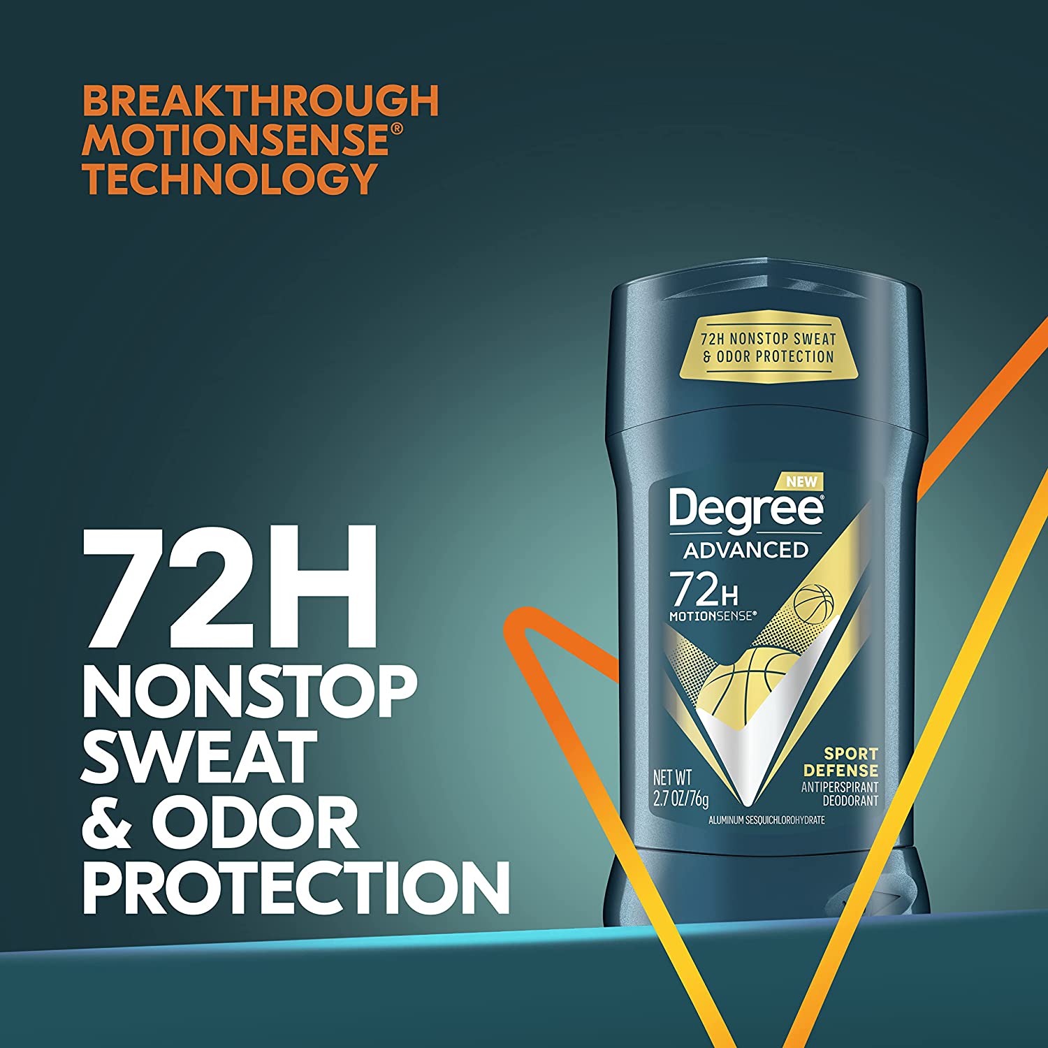 Degree Advanced Protection Antiperspirant Deodorant Sport Defense 4 件装 72 小时防汗防臭止汗剂，采用 MotionSense 技术 2.7 盎司