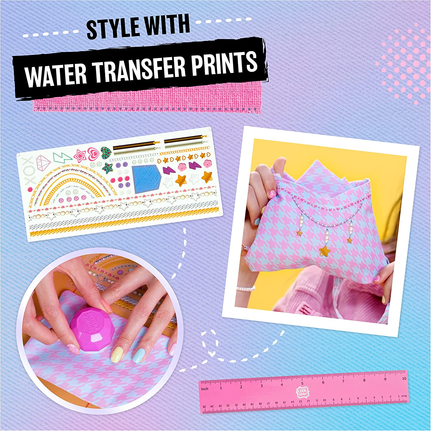 Cool Maker，Stitch 'N Style Fashion Studio，带织物和水转印印花的预穿线缝纫机玩具，艺术和手工艺女孩儿童玩具
