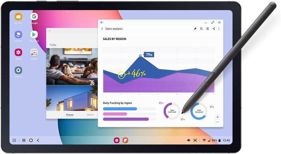 三星 Galaxy Tab S6<lite 10.4" 64GB Android 平板电脑带持久电池，随附 S Pen，纤薄金属设计，AKG 双扬声器，美国版，雪纺玫瑰