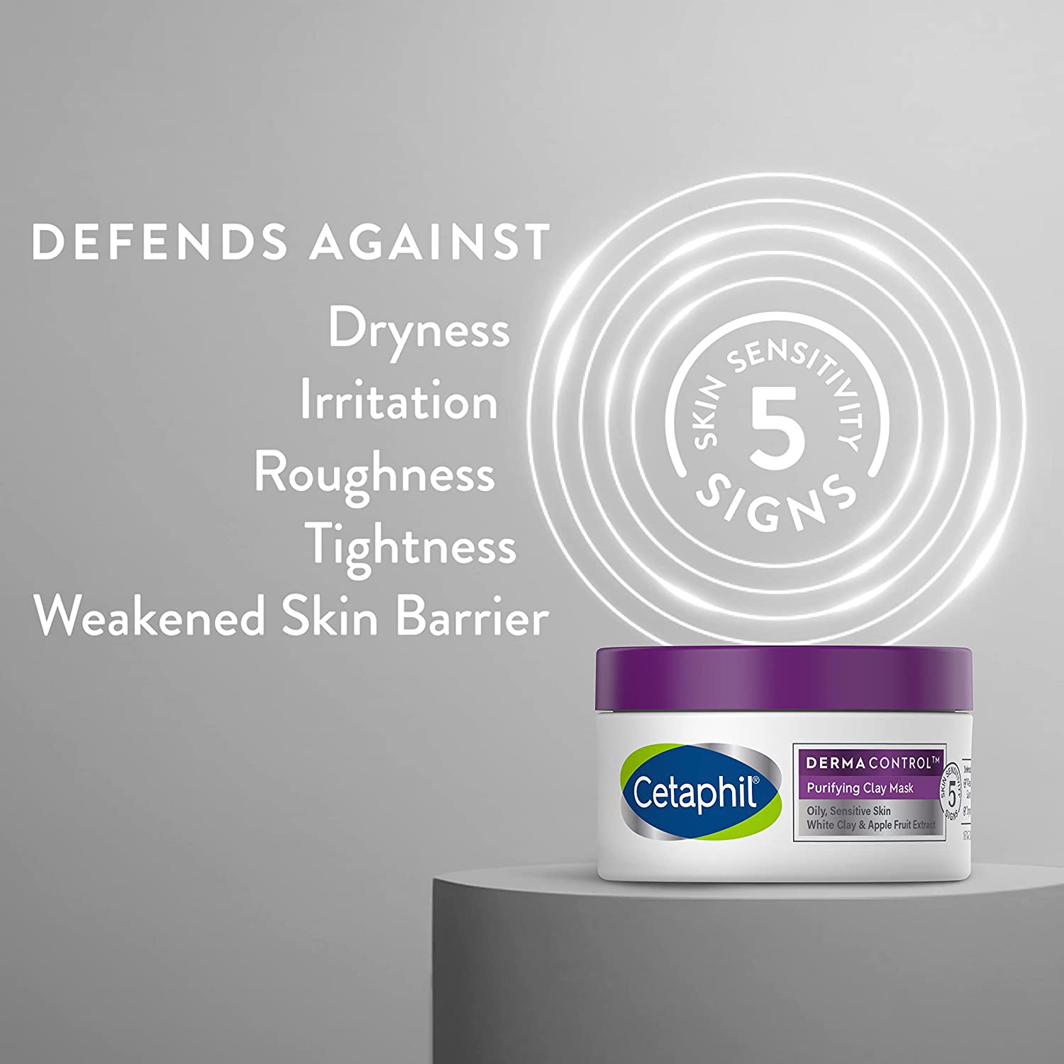 Cetaphil Pro 粘土面膜，Dermacontrol 净化粘土面膜，含膨润土，适用于黑头和毛孔，专为油性、敏感肌肤设计，3 盎司