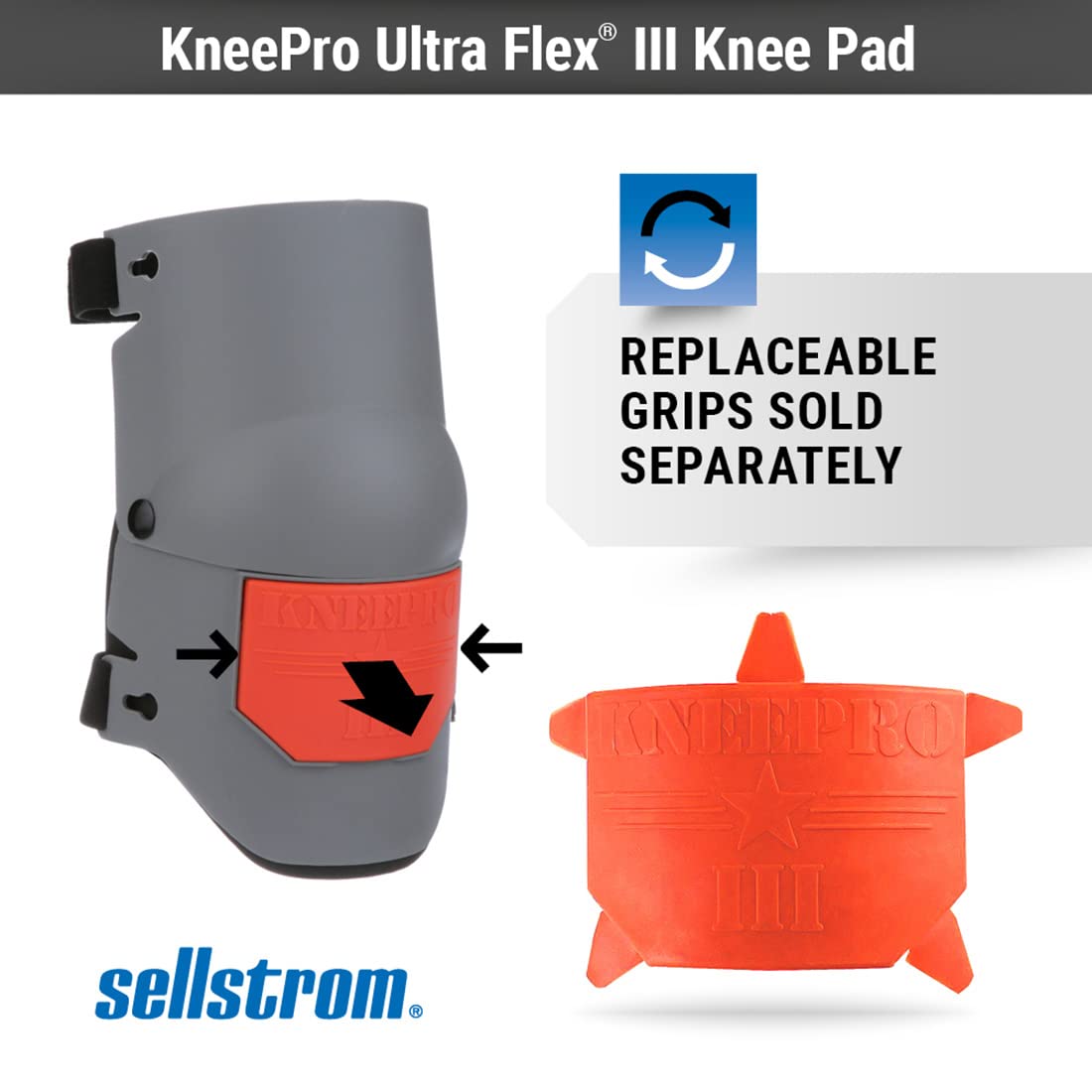 Sellstrom Ultra Flex III KneePro 护膝用于建筑、地板、屋顶 - 专业重型 - 适合男士和女士，橙色/灰色