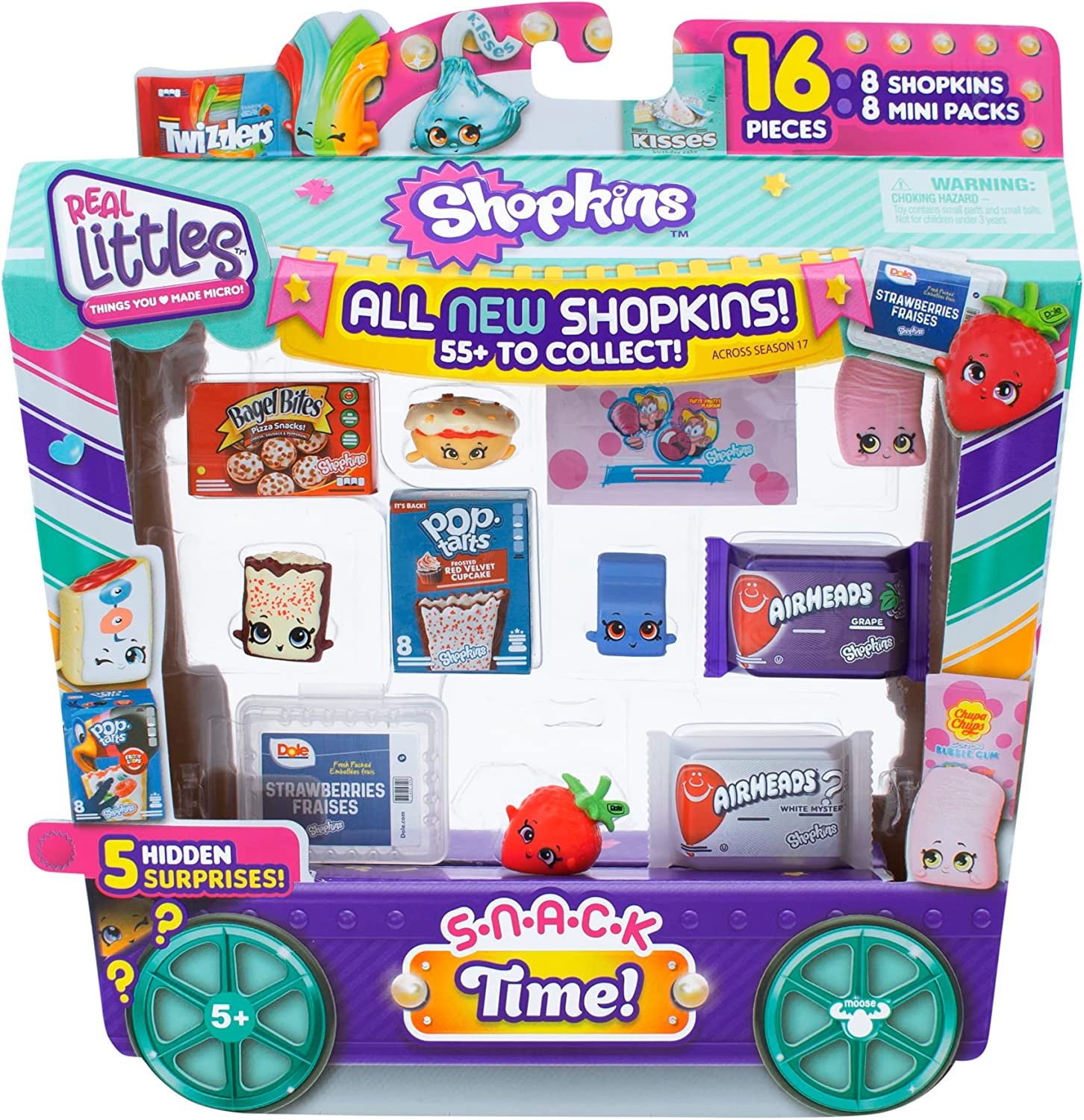 Shopkins Real<littles Snack Time Mega Pack，13 加 13 个 Real Branded 迷你包，内含 8 个隐藏的惊喜。