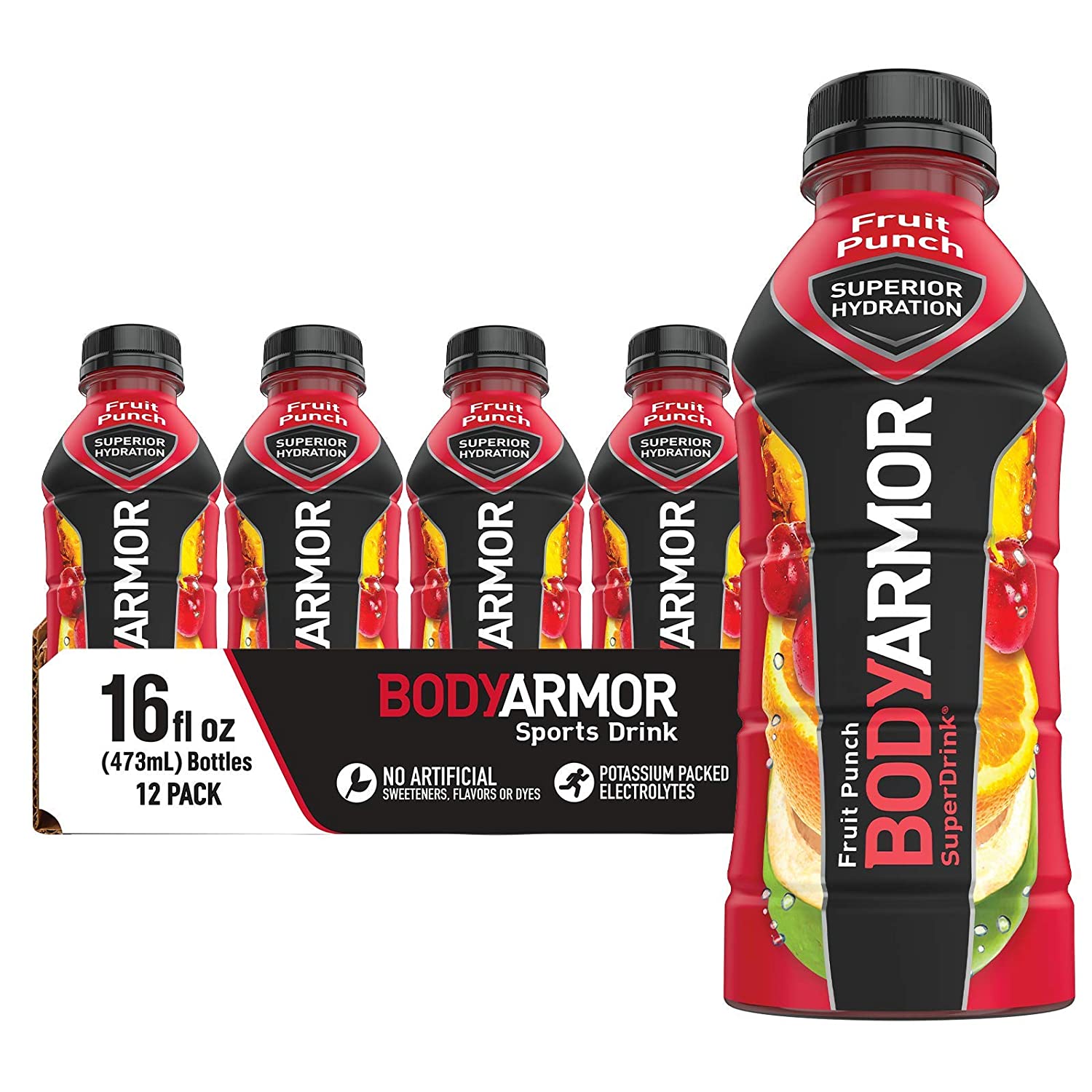 BODYARMOR 运动饮料运动饮料，遮光浆果，含维生素的天然香料，富含钾的电解质，非常适合运动员，16 液体盎司（12 件装）