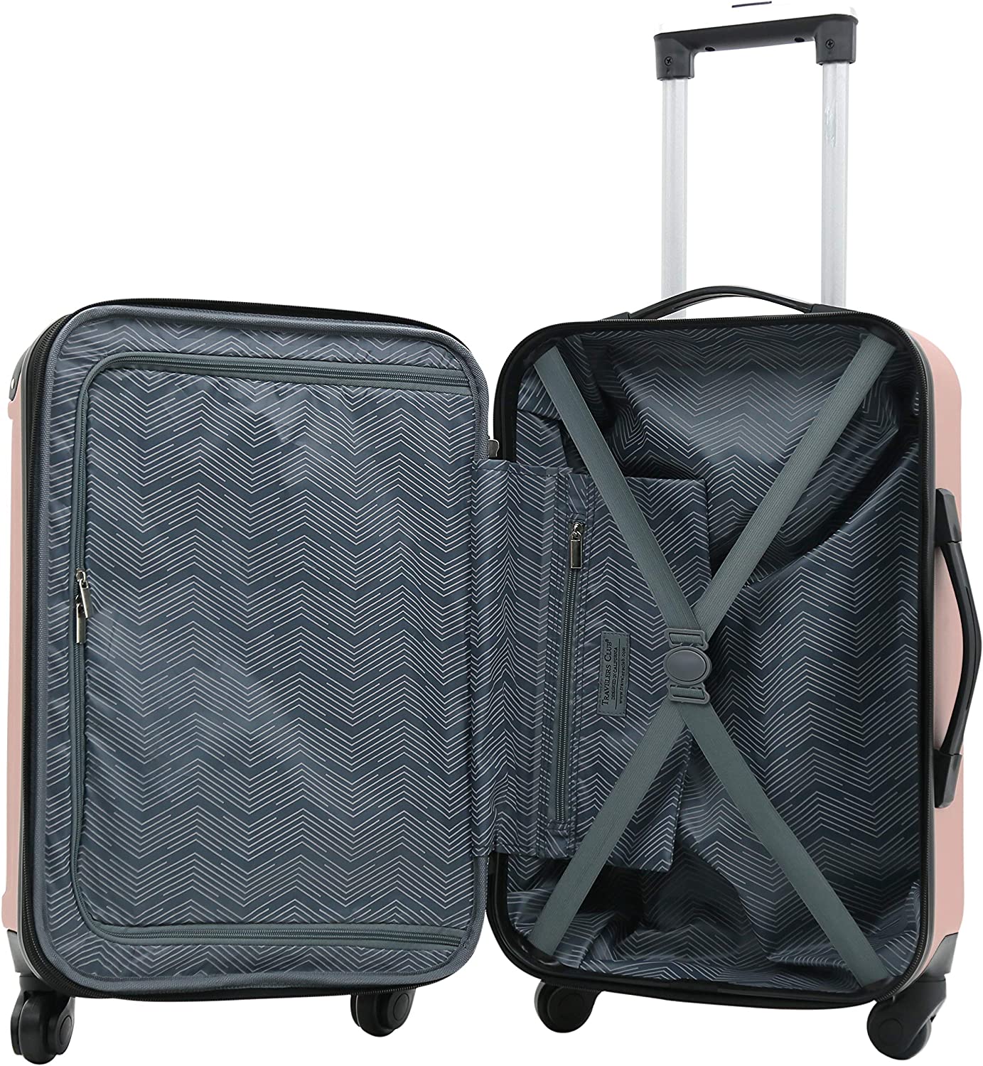 Travelers Club 可扩展 Midtown Hardside 4 件套行李箱旅行套装，玫瑰金