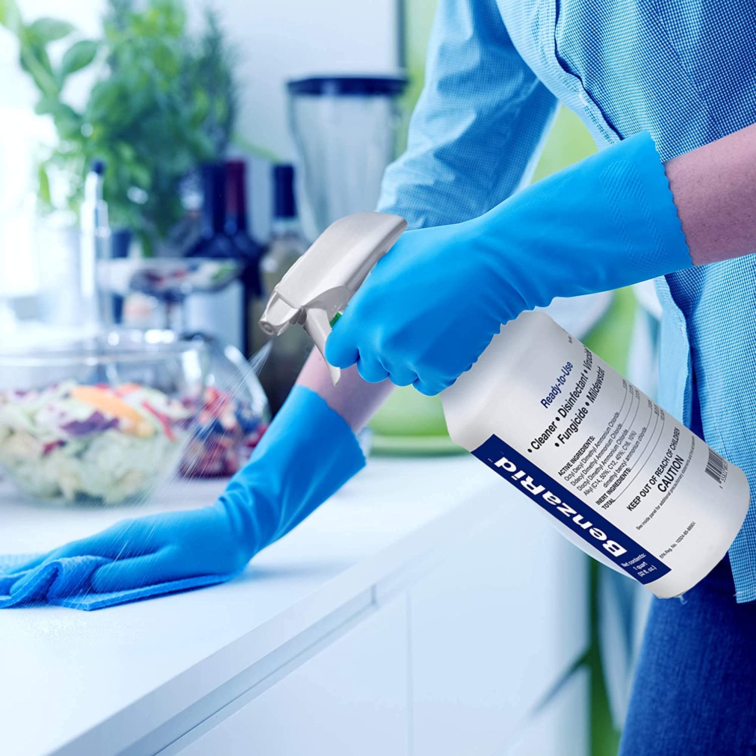 BenzaRid 专业消毒剂 32oz |医用级消毒剂和杀病毒剂，根除 MRSA、H1N1、H5N1 病毒、诺如病毒、禽流感、葡萄球菌，无需冲洗，无需擦拭，EPA 注册