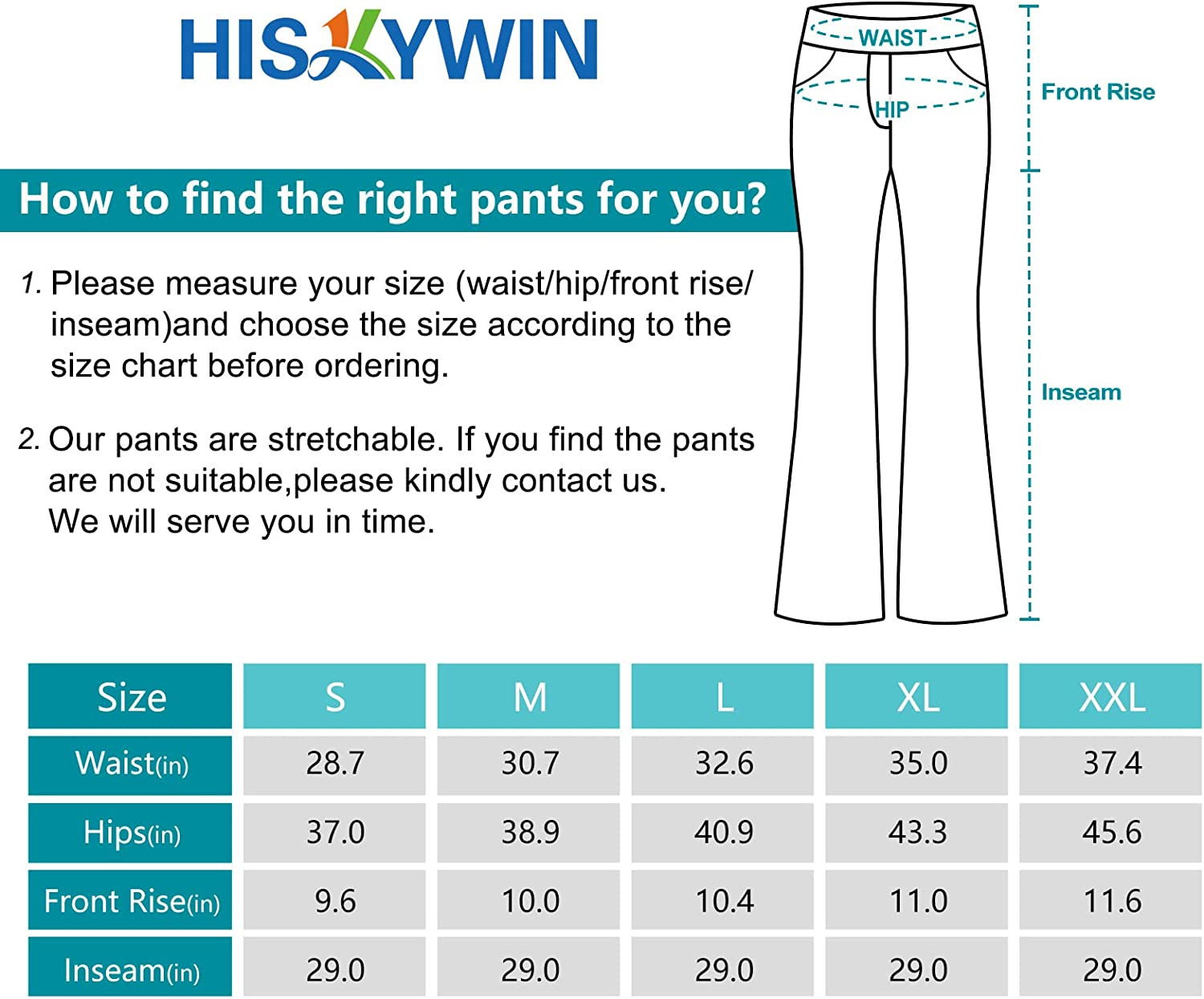 HISKYWIN 女式正装裤弹力工作办公室商务休闲裤舒适瑜伽高尔夫球裤带口袋