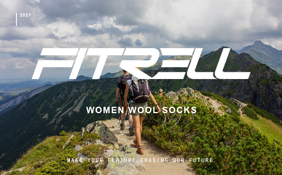 FITRELL 4 双装女式美利奴羊毛徒步袜吸湿排汗保暖保暖徒步靴船员袜
