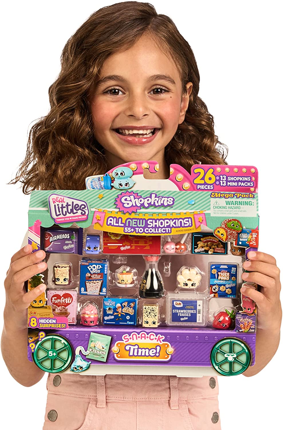 Shopkins Real<littles Snack Time Mega Pack，13 加 13 个 Real Branded 迷你包，内含 8 个隐藏的惊喜。