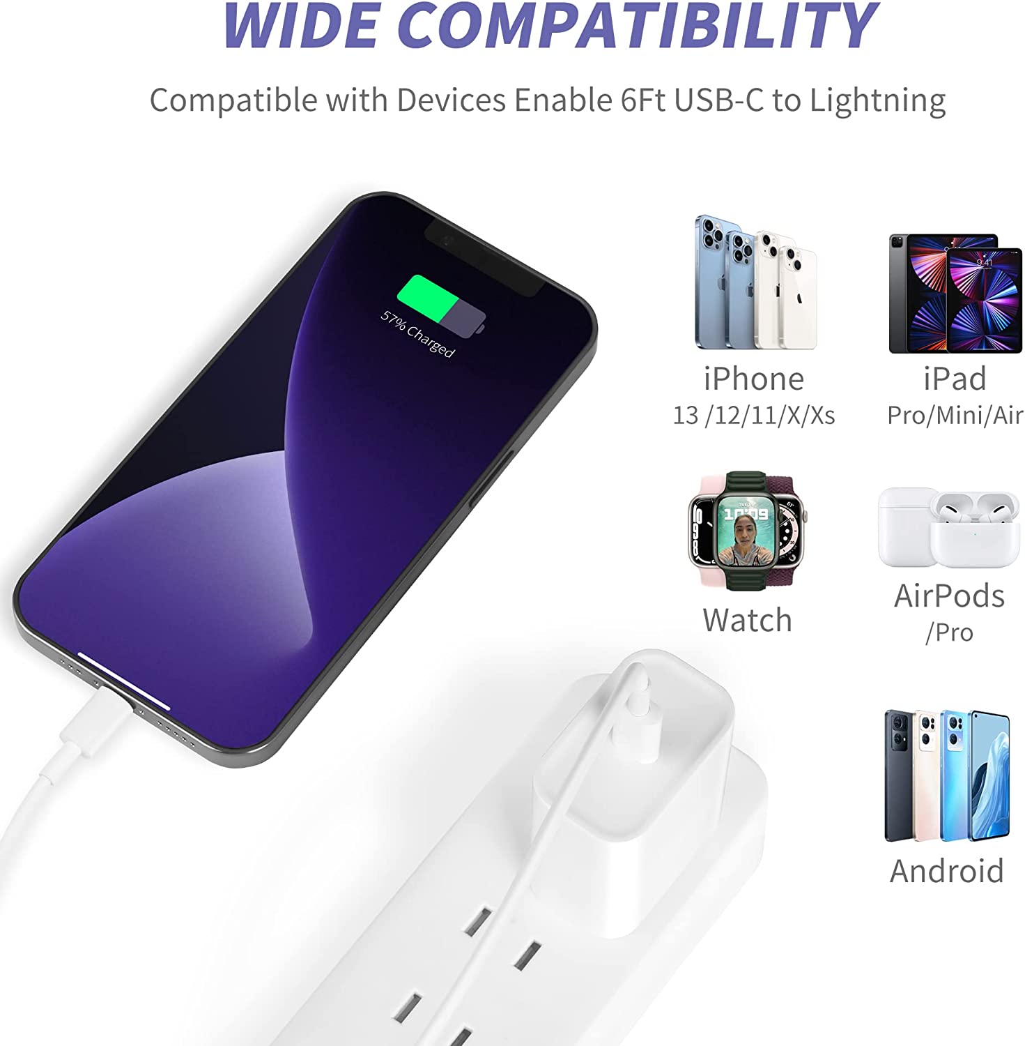 iPhone 充电器快速充电，【Apple MFi 认证】2 件装 20W Type C 快速充电器座，带 6FT USB C 至<lightning 数据线，适用于 iPhone 14/13/13 Pro/12/12 Pro/12 Pro Max/11/Xs Max/XR/X ,iPad,AirPods Pro