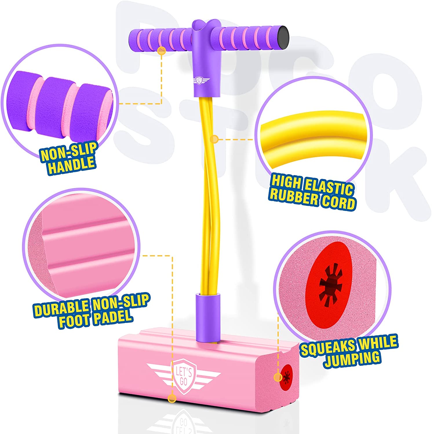 CUUGO 让我们走吧！ CG Pogo Stick Pogo 儿童套头衫，适合 3-12 岁男孩女孩的玩具户外玩具室内玩具趣味礼物圣诞袜填充物礼物 - 运动有助于长高