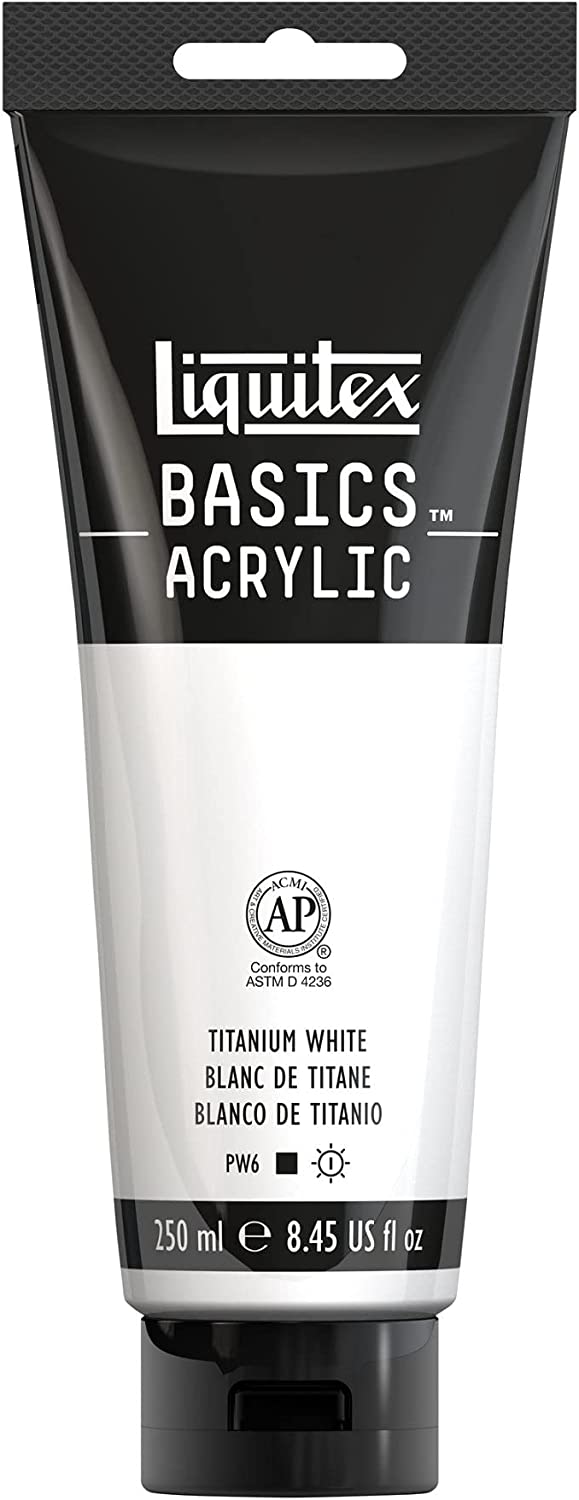 Liquitex BASICS 丙烯酸涂料，250 毫升（8.5 盎司）管装，钛白和 BASICS 丙烯酸涂料，118 毫升（4 盎司）管装，火星黑