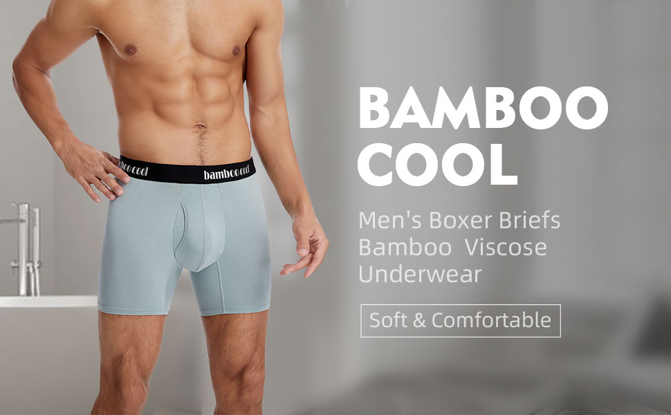 BAMBOO COOL 男士内裤平角内裤柔软舒适竹纤维粘胶内裤（4 件装）