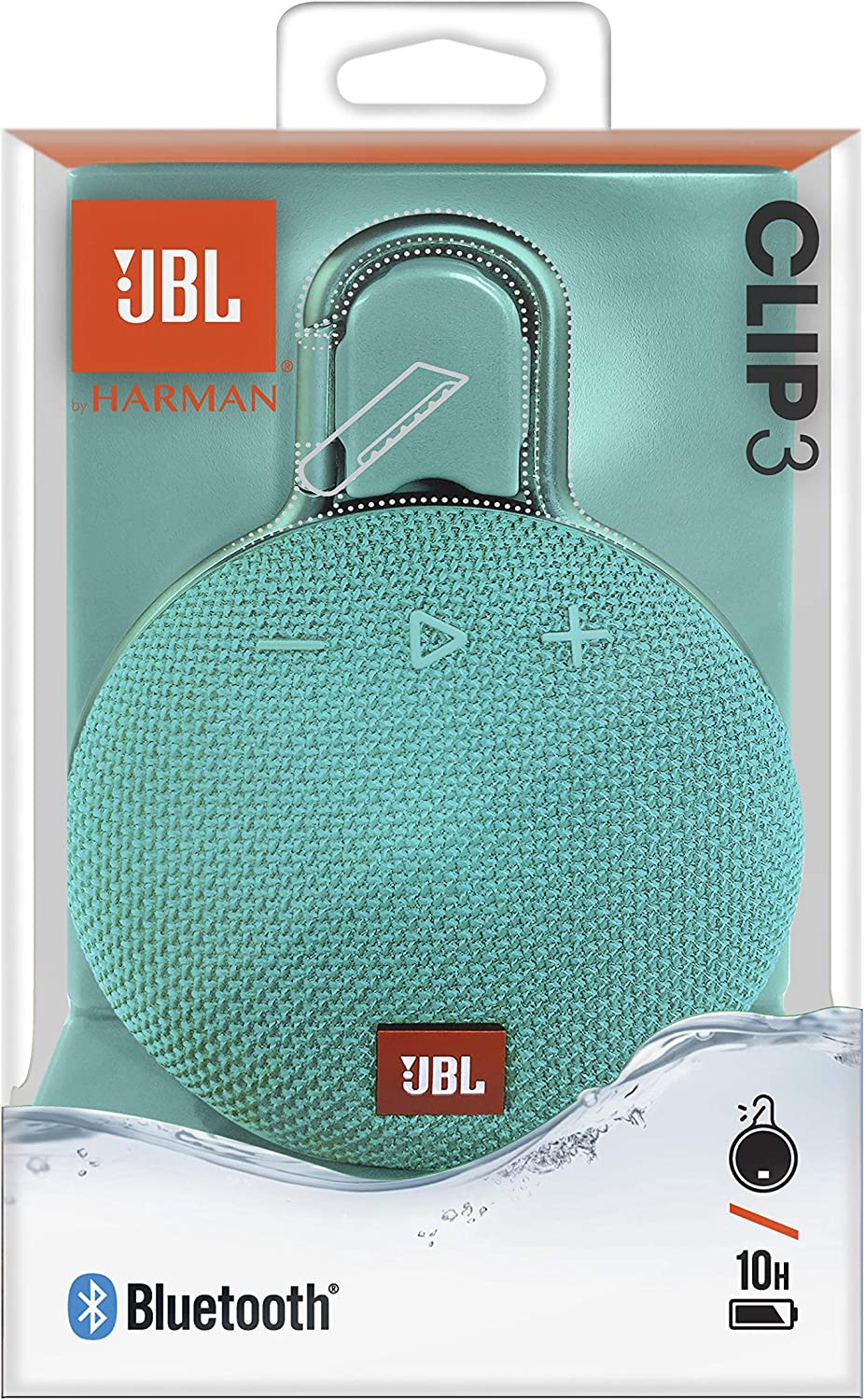 JBL Clip 3，河青色 - 防水、耐用、便携式蓝牙扬声器 - 播放时间长达 10 小时 - 包括降噪扬声器和耳机无线串流