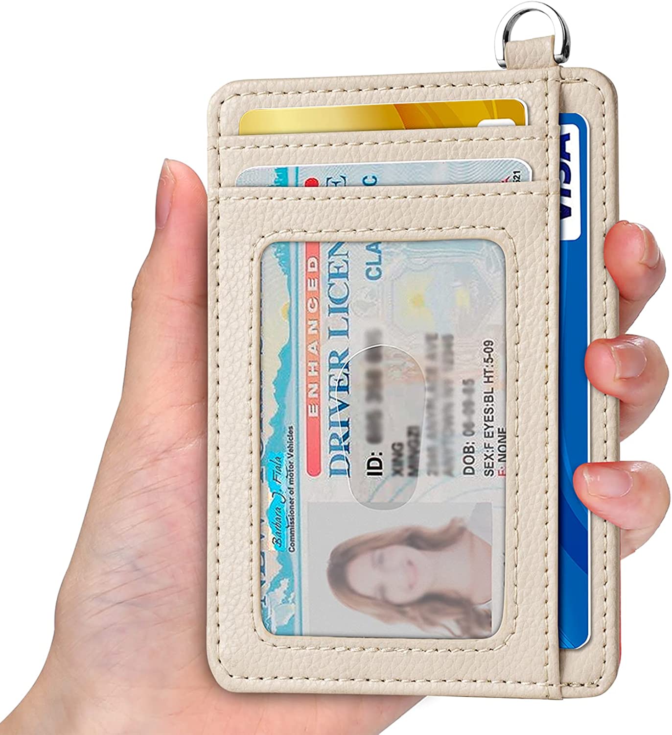 EcoVision 纤薄简约前袋钱包，RFID 屏蔽信用卡夹钱包，带可拆卸 D 型扣，男女皆宜