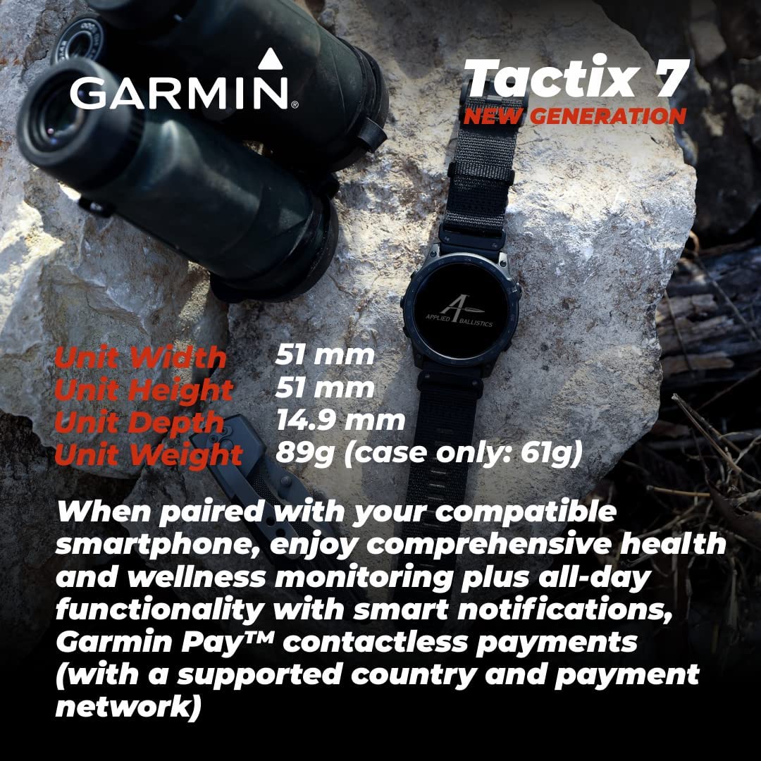 Wearable4U Garmin tactix 7 Pro GPS 战术智能手表套装（tactix 7 Pro，+黑色耳塞）