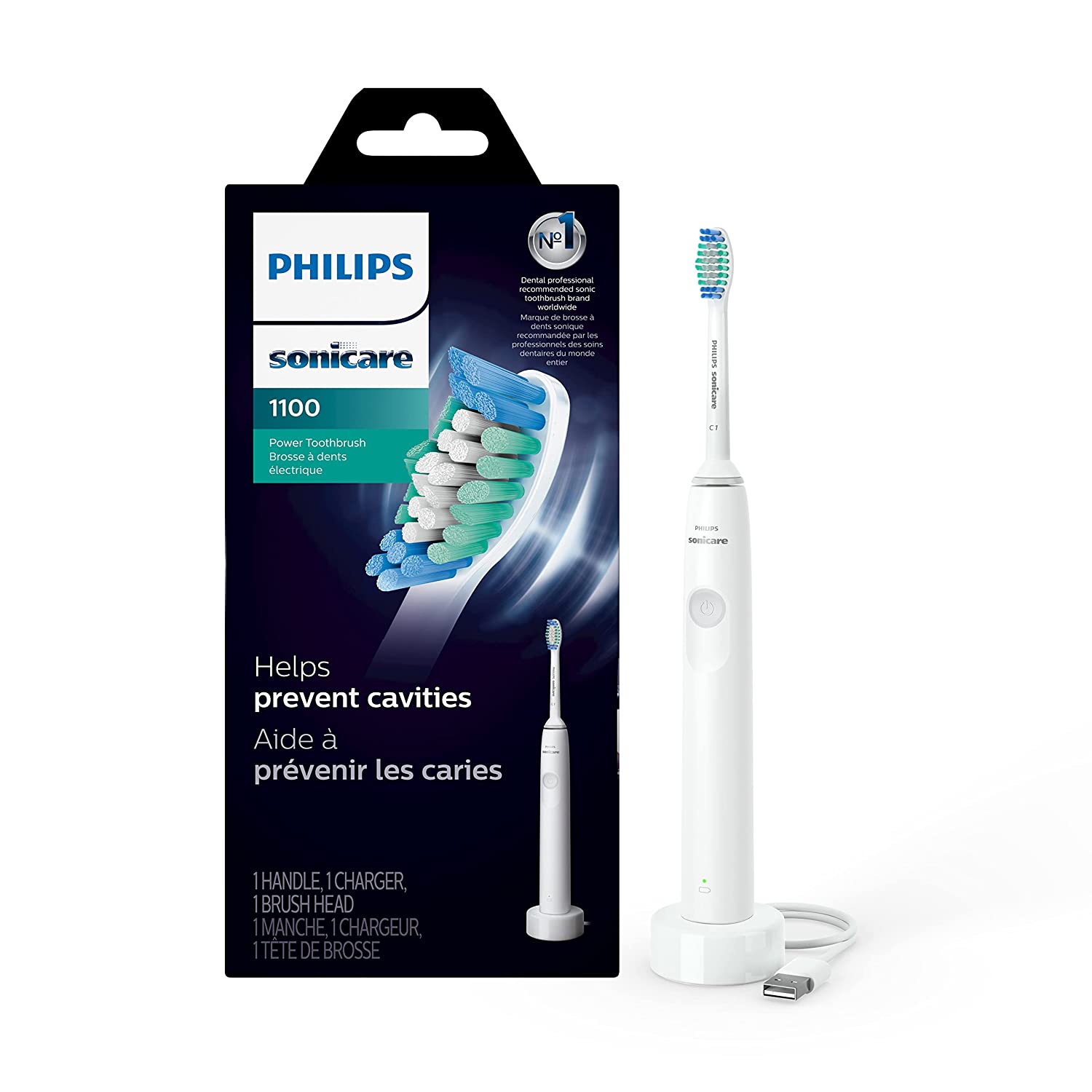 飞利浦 Sonicare 1100 电动充电式电动牙刷，白灰色 HX3641/02