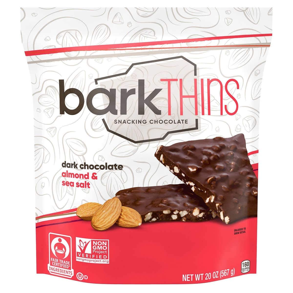 barkTHINS 树皮变薄杏仁零食巧克力黑黑巧克力 20.0 盎司