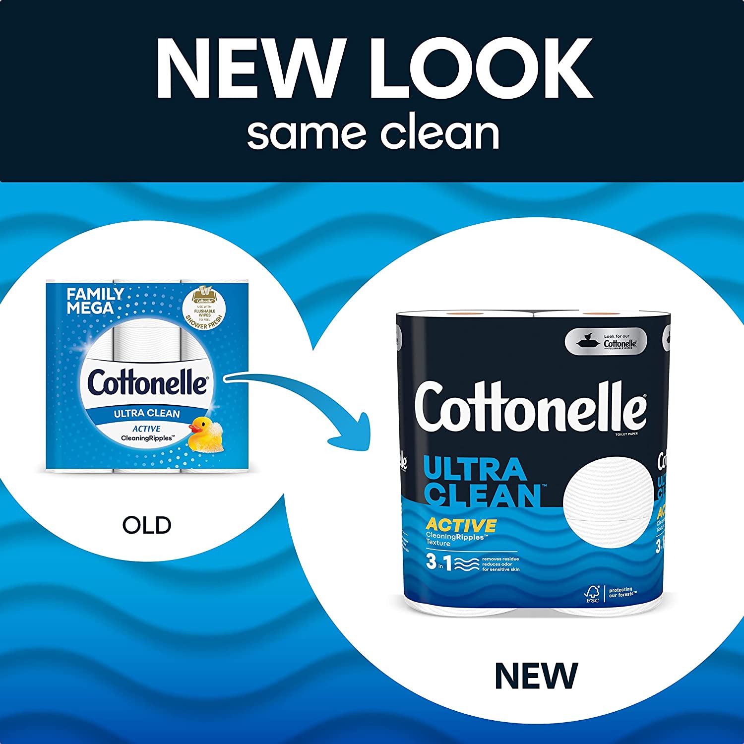 Cottonelle 超洁净卫生纸，具有活性清洁波纹质地，强力卫生纸，24 卷家庭大卷（24 卷家庭大卷 = 132 普通卷），每卷 388 张，包装可能有所不同