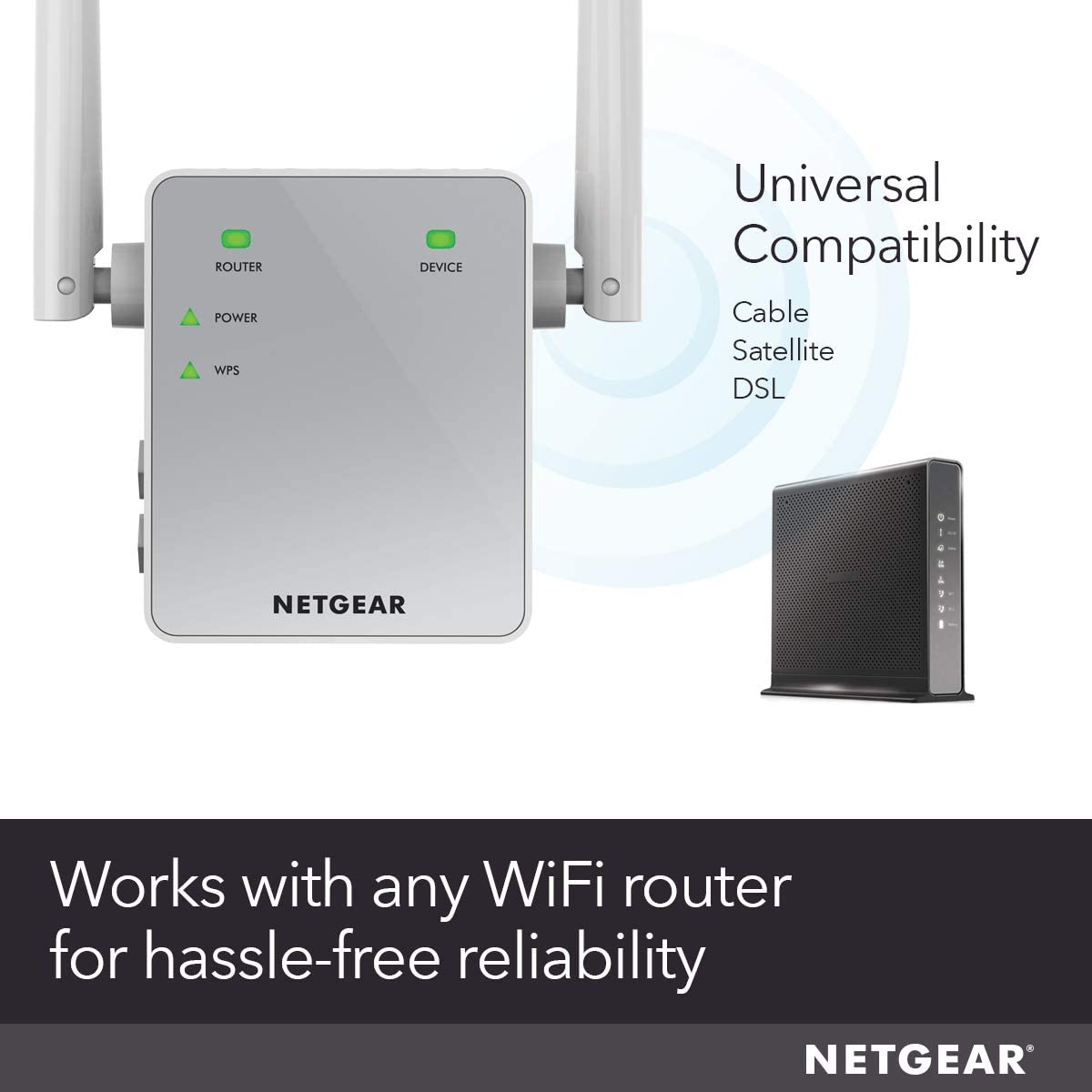 NETGEAR Wi-Fi 范围扩展器 EX3700 - 覆盖范围高达 1000 平方英尺和 15 台设备，配备 AC750 双频无线信号增强器和无线信号放大器中继器（高达 750Mbps 速度）和紧凑型壁式插头设计