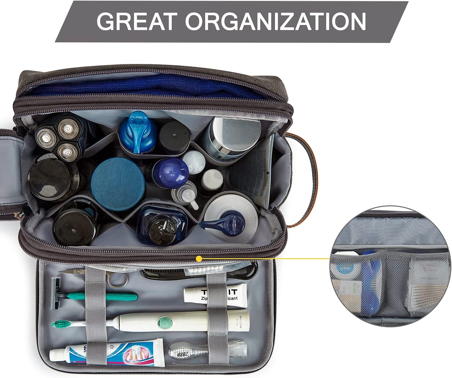 BAGSMART 男士洗漱包，旅行洗漱收纳袋 Dopp Kit 洗漱用品防水剃须袋