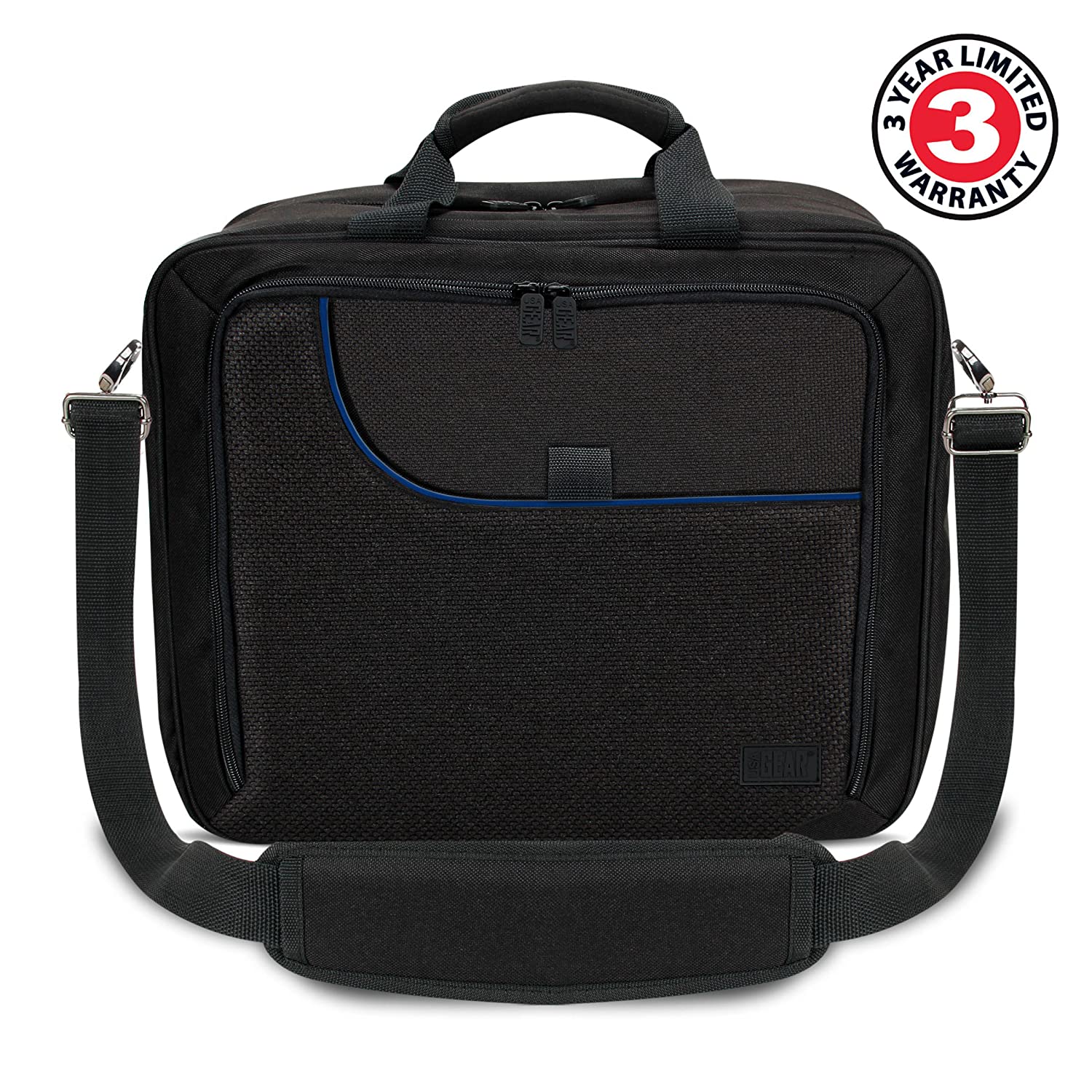 USA GEAR 控制台便携包 - PS4 保护套兼容 Playstation 4 Slim、PS4 Pro 和 PS3 - 可定制的内部商店 PS4 游戏、PS4 控制器、PS4 耳机和更多游戏配件（黑色）
