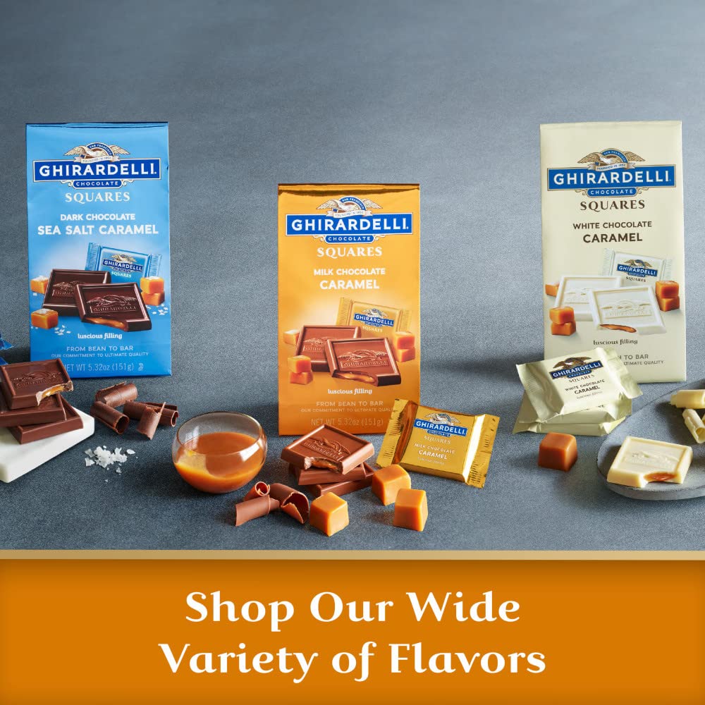 GHIRARDELLI 焦糖夹心牛奶巧克力方块，牛奶巧克力焦糖方块糖果，5.32 盎司袋装（6 件装）