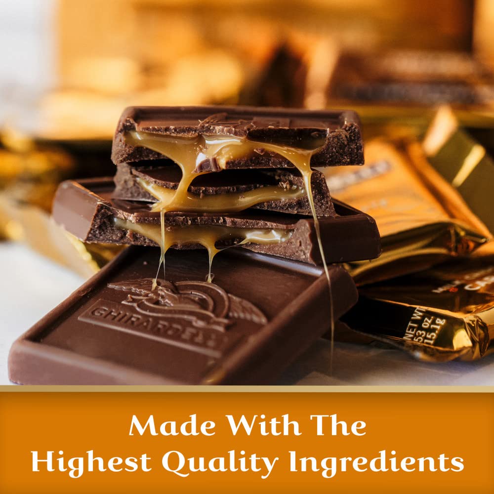 GHIRARDELLI 焦糖夹心牛奶巧克力方块，牛奶巧克力焦糖方块糖果，5.32 盎司袋装（6 件装）