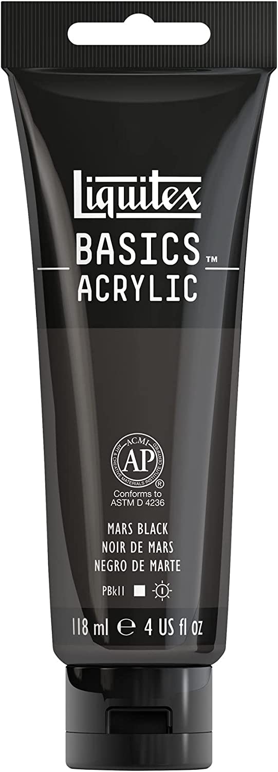 Liquitex BASICS 丙烯酸涂料，250 毫升（8.5 盎司）管装，钛白和 BASICS 丙烯酸涂料，118 毫升（4 盎司）管装，火星黑