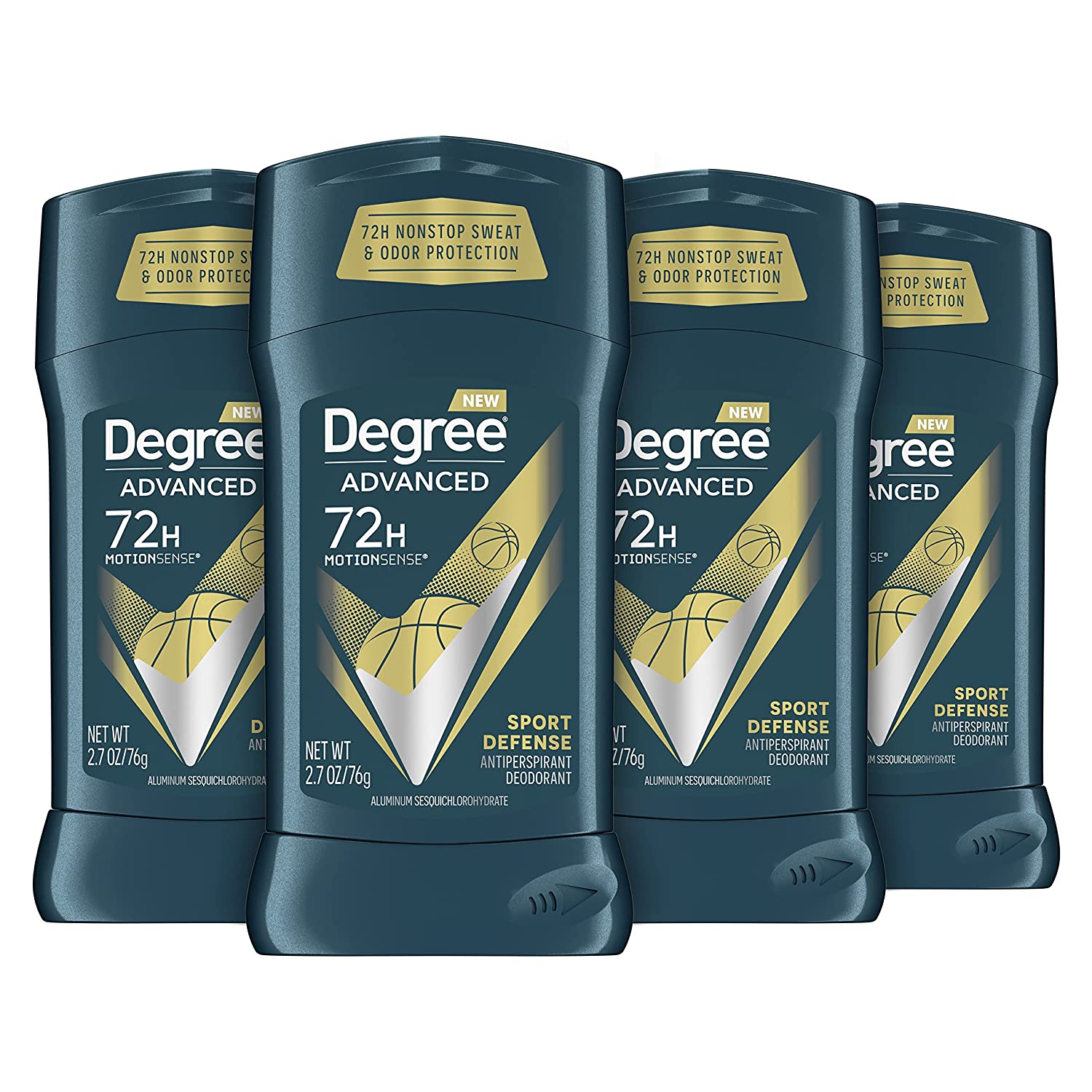 Degree Advanced Protection Antiperspirant Deodorant Sport Defense 4 件装 72 小时防汗防臭止汗剂，采用 MotionSense 技术 2.7 盎司