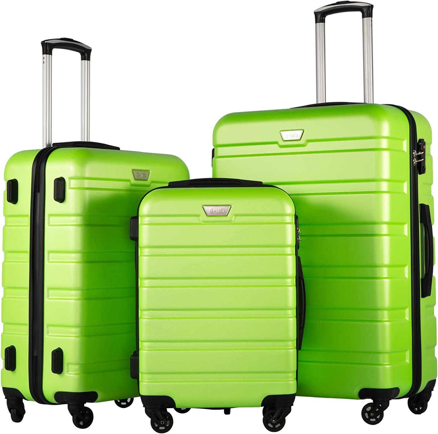 Coolife Luggage 3 件套 Suitcase Spinner Hardshell<lightweight TSA Lock 4 件套