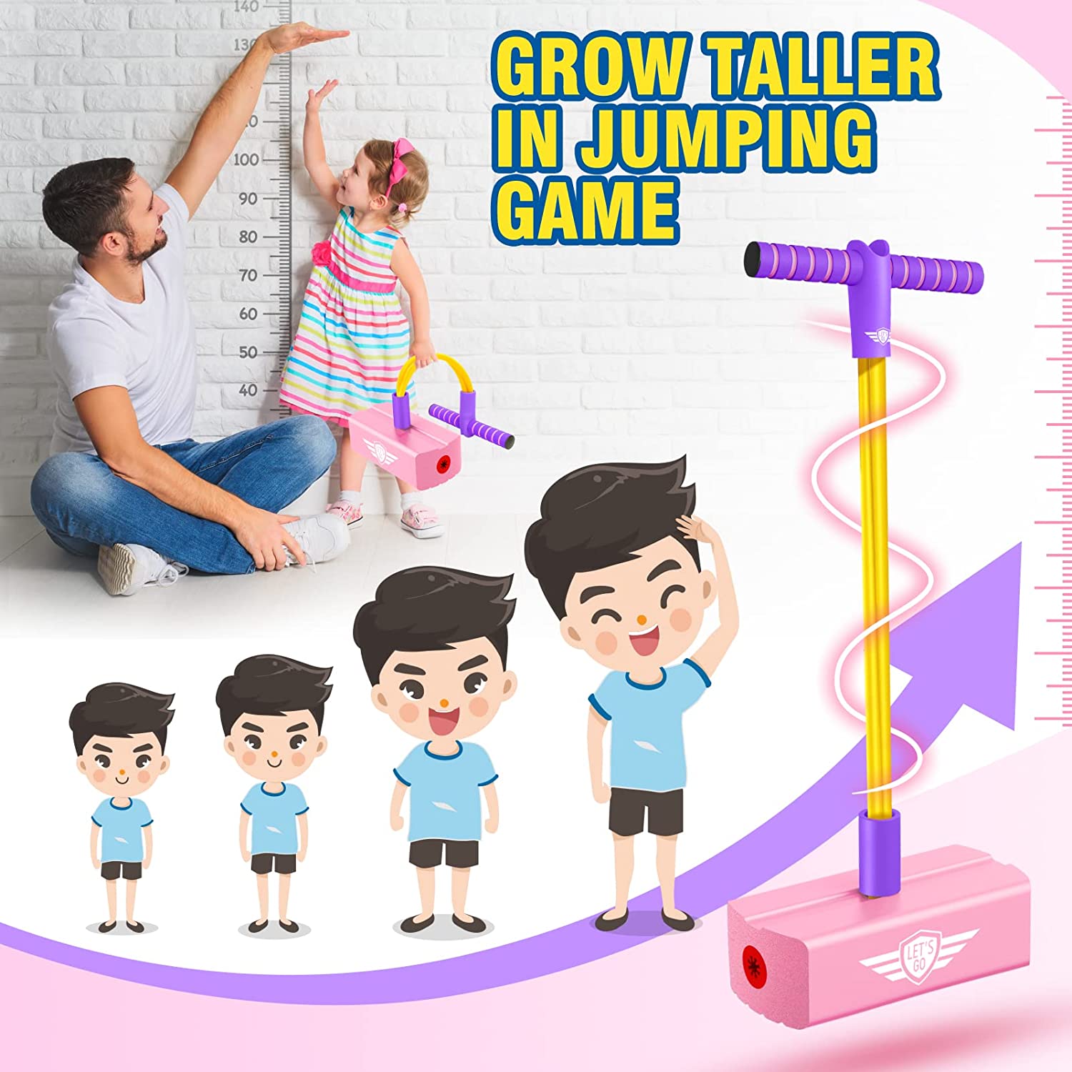 CUUGO 让我们走吧！ CG Pogo Stick Pogo 儿童套头衫，适合 3-12 岁男孩女孩的玩具户外玩具室内玩具趣味礼物圣诞袜填充物礼物 - 运动有助于长高