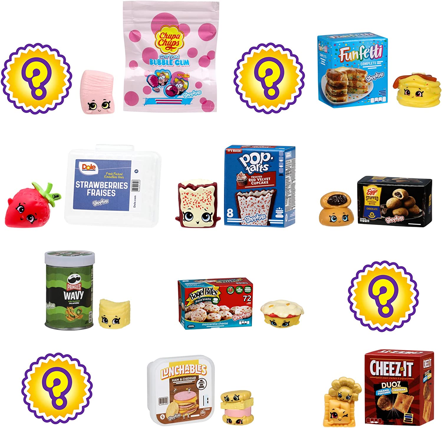 Shopkins Real<littles Snack Time Mega Pack，13 加 13 个 Real Branded 迷你包，内含 8 个隐藏的惊喜。