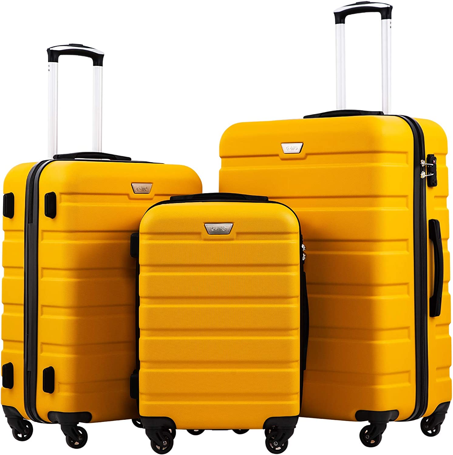 Coolife Luggage 3 件套 Suitcase Spinner Hardshell<lightweight TSA Lock 4 件套