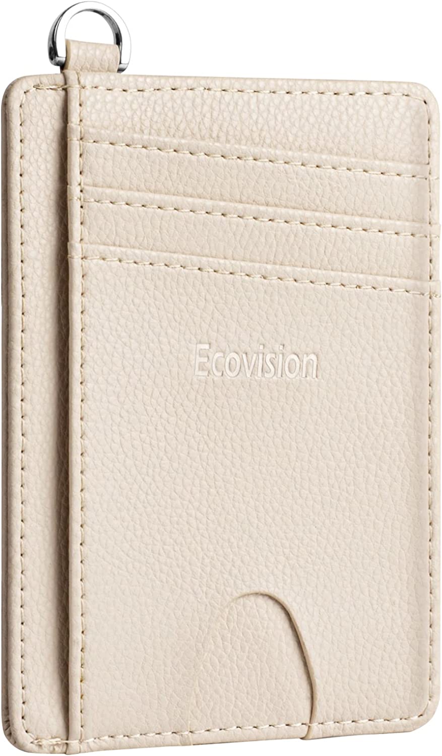EcoVision 纤薄简约前袋钱包，RFID 屏蔽信用卡夹钱包，带可拆卸 D 型扣，男女皆宜