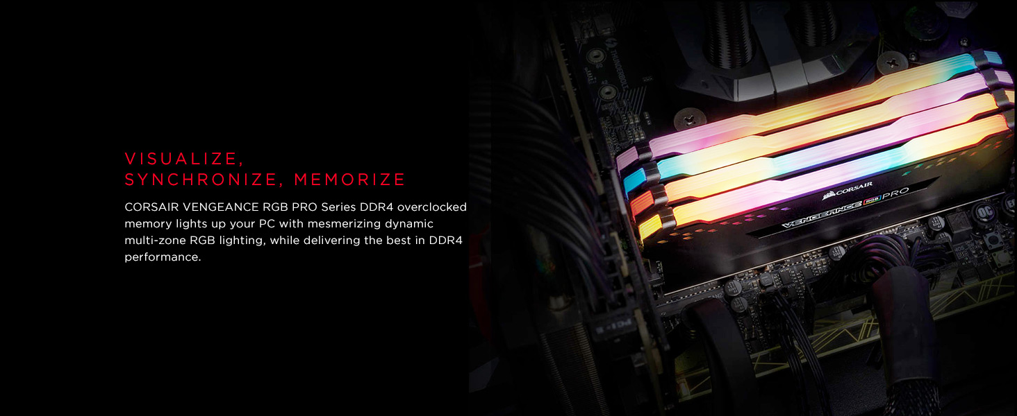 Corsair Vengeance RGB Pro 32GB (4x8GB) DDR4 3600 (PC4-28800) C18 台式机内存 - 黑色