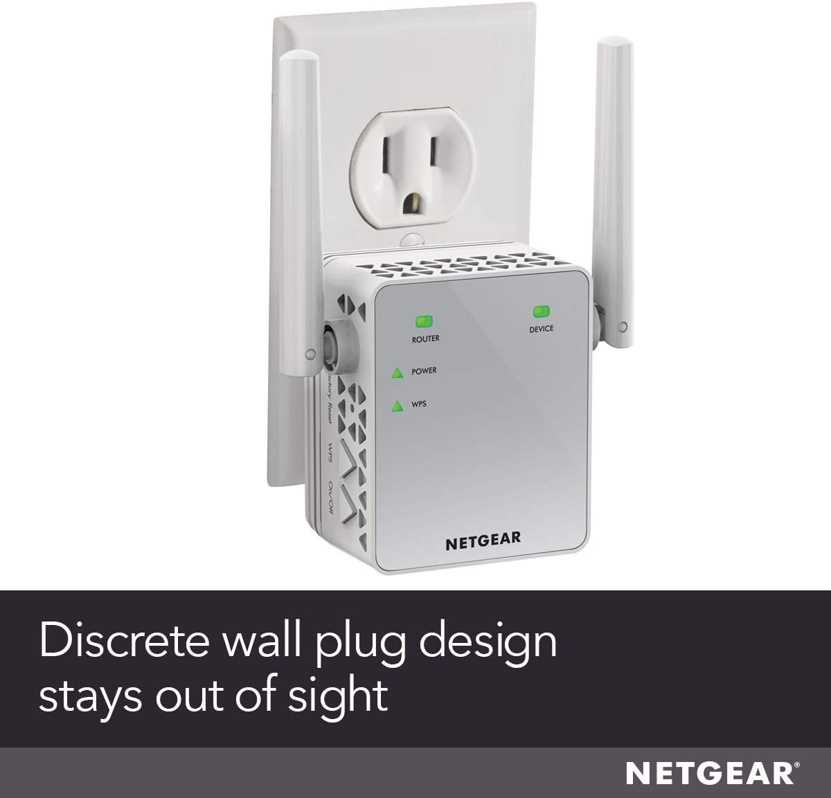 NETGEAR Wi-Fi 范围扩展器 EX3700 - 覆盖范围高达 1000 平方英尺和 15 台设备，配备 AC750 双频无线信号增强器和无线信号放大器中继器（高达 750Mbps 速度）和紧凑型壁式插头设计