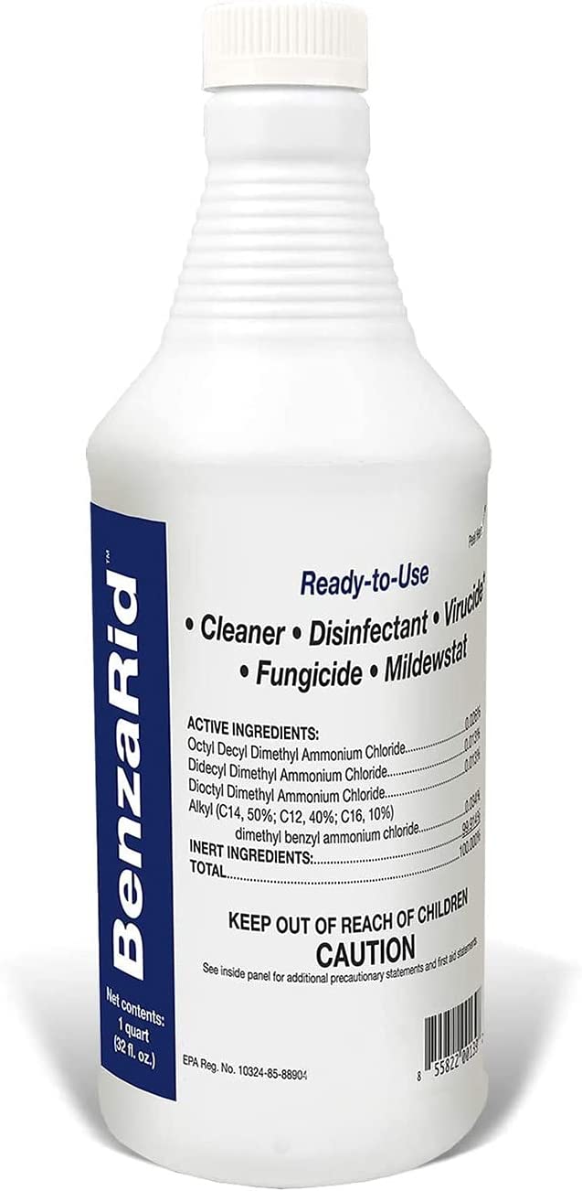 BenzaRid 专业消毒剂 32oz |医用级消毒剂和杀病毒剂，根除 MRSA、H1N1、H5N1 病毒、诺如病毒、禽流感、葡萄球菌，无需冲洗，无需擦拭，EPA 注册