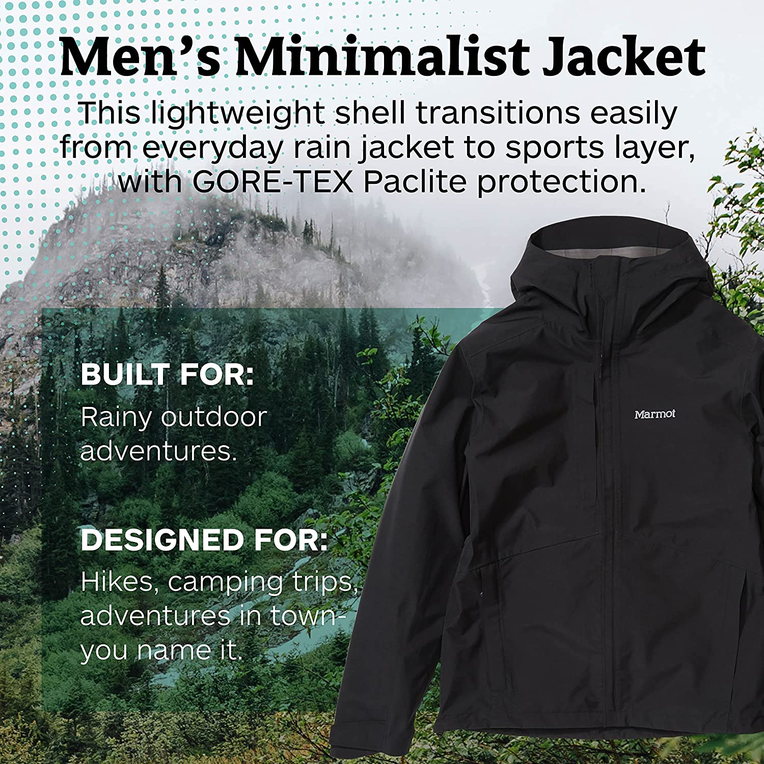 Marmot 男式简约 GoreTex 防水防雨夹克