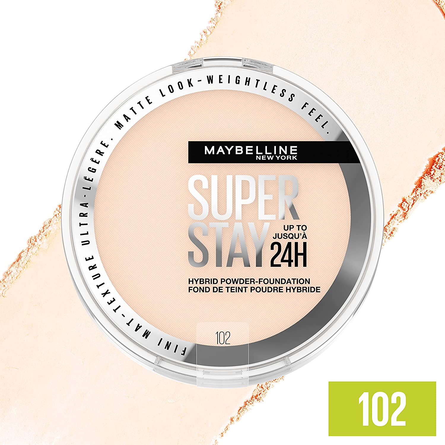 Maybelline Super Stay Up 24HR 混合粉底，中等至全遮瑕妆容，哑光效果，102，1 支