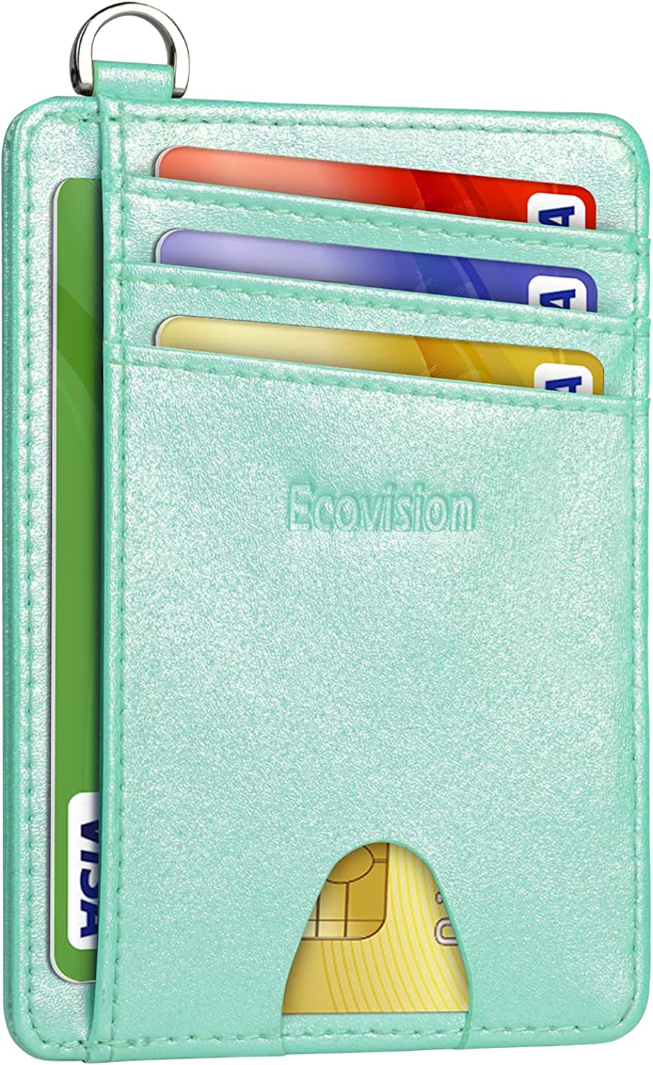EcoVision 纤薄简约前袋钱包，RFID 屏蔽信用卡夹钱包，带可拆卸 D 型扣，男女皆宜