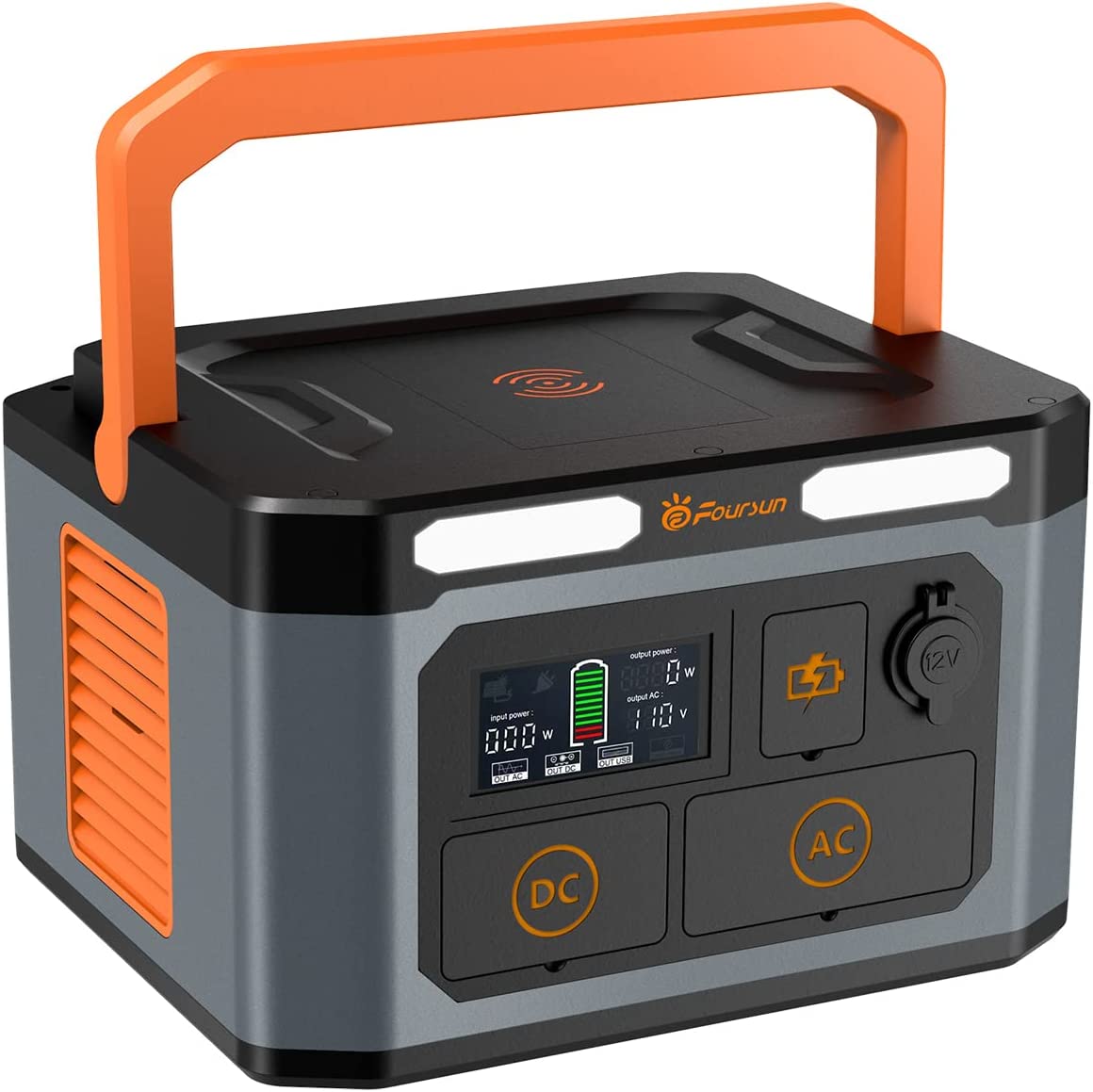 Foursun 1500W（3000W 峰值）便携式电站，1598.4Wh 带 2 x 1500W 交流插座，无线充电，PD 65W，太阳能发电机（不包括太阳能电池板）用于家庭备用、紧急情况、户外露营