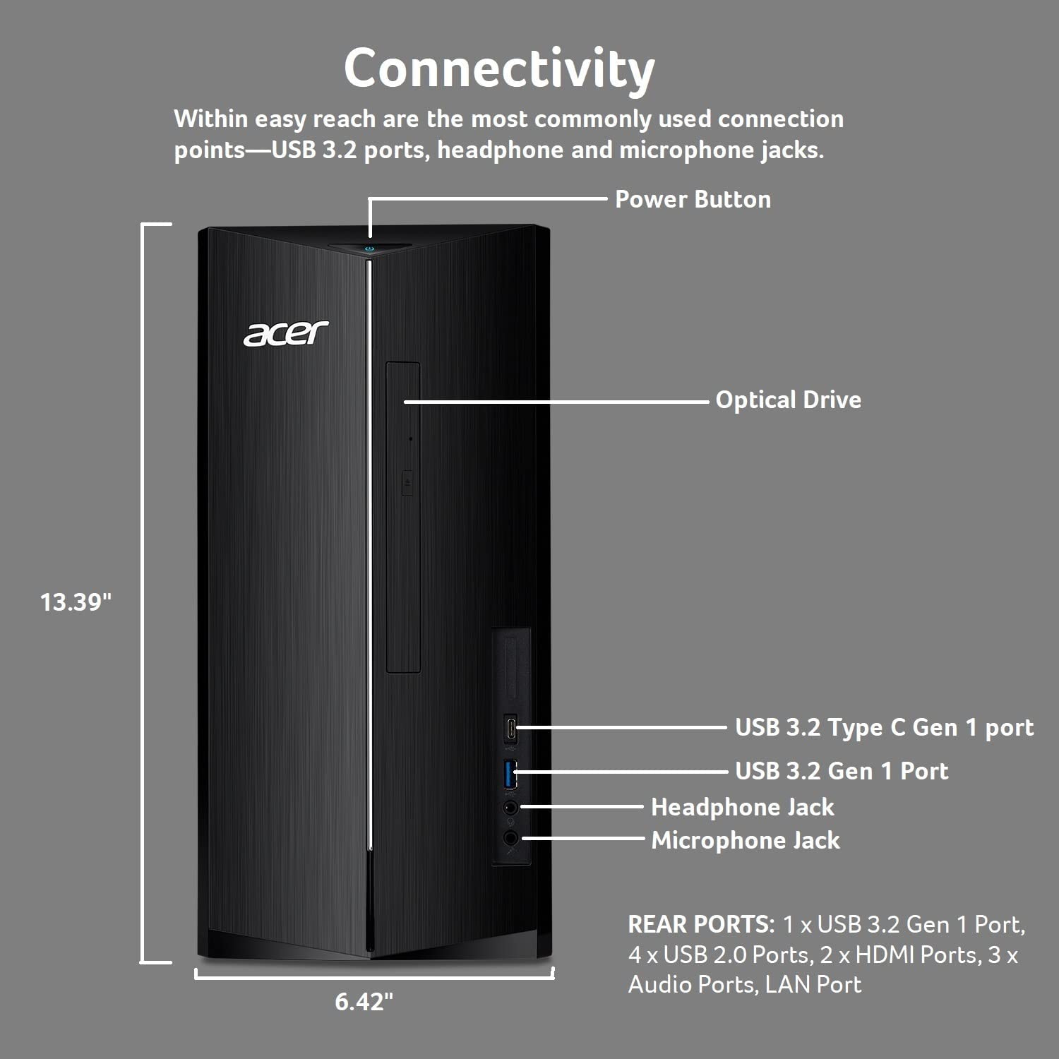 宏碁 Aspire TC-1760-UA92 台式机 |第 12 代英特尔酷睿 i5-12400 六核处理器 | 12GB 3200MHz DDR4 | 512GB NVMe M.2 固态硬盘 | 8X DVD |英特尔无线 Wi-Fi 6 AX201 |蓝牙 5.2 | Windows 11 主页