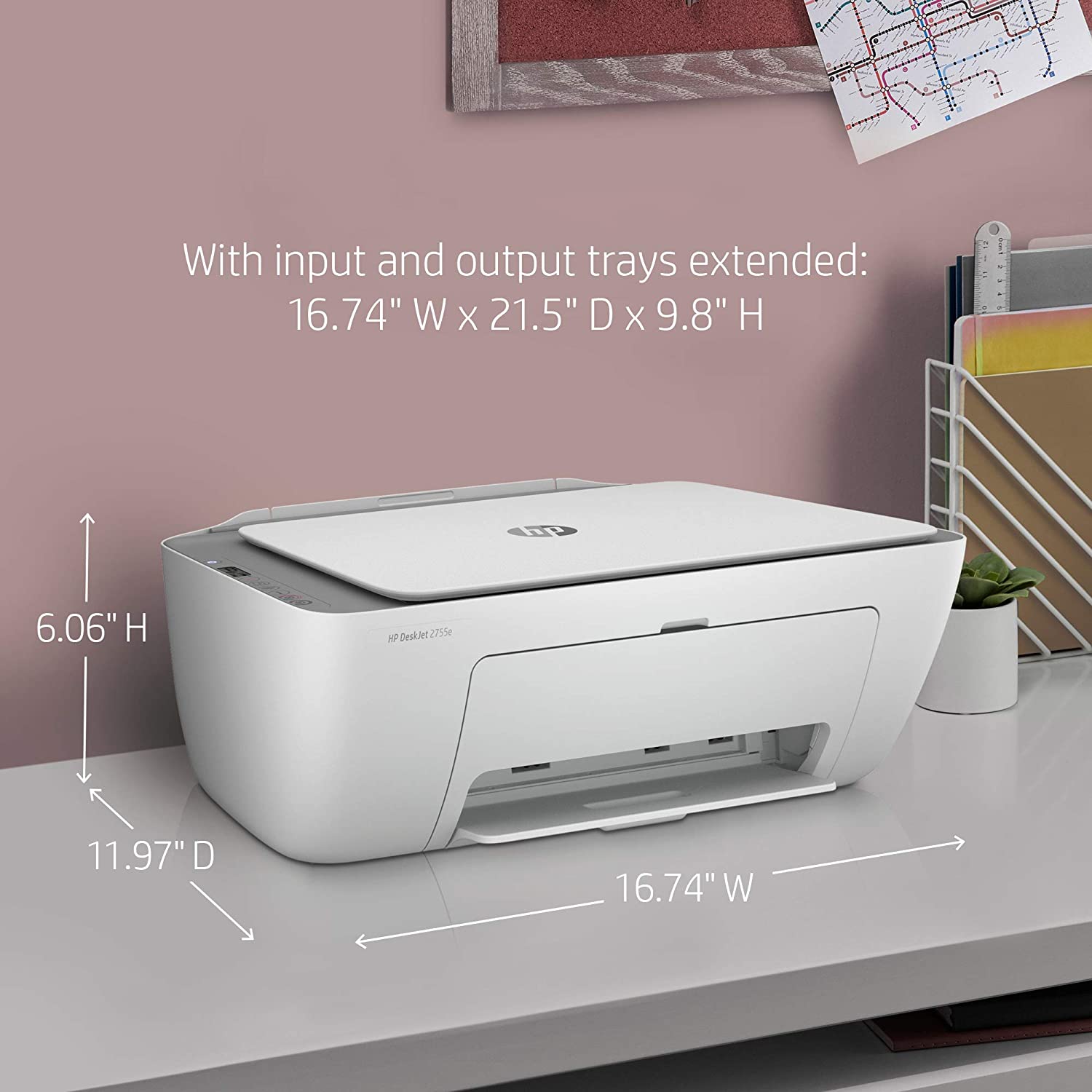 HP DeskJet 2755e 无线彩色一体机打印机，赠送 6 个月即时墨水 (26K67A)